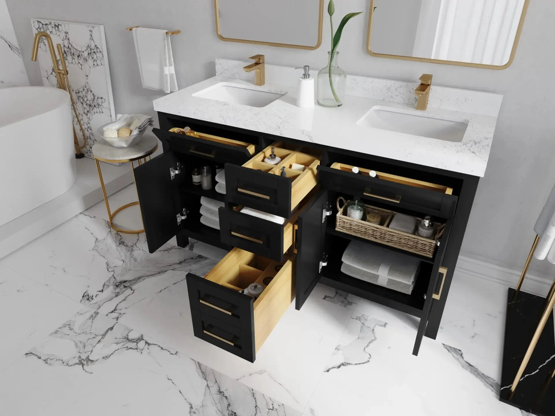 Cambridge 60 in. W x 22 in. D Double Sink Bathroom Vanity - Image 3