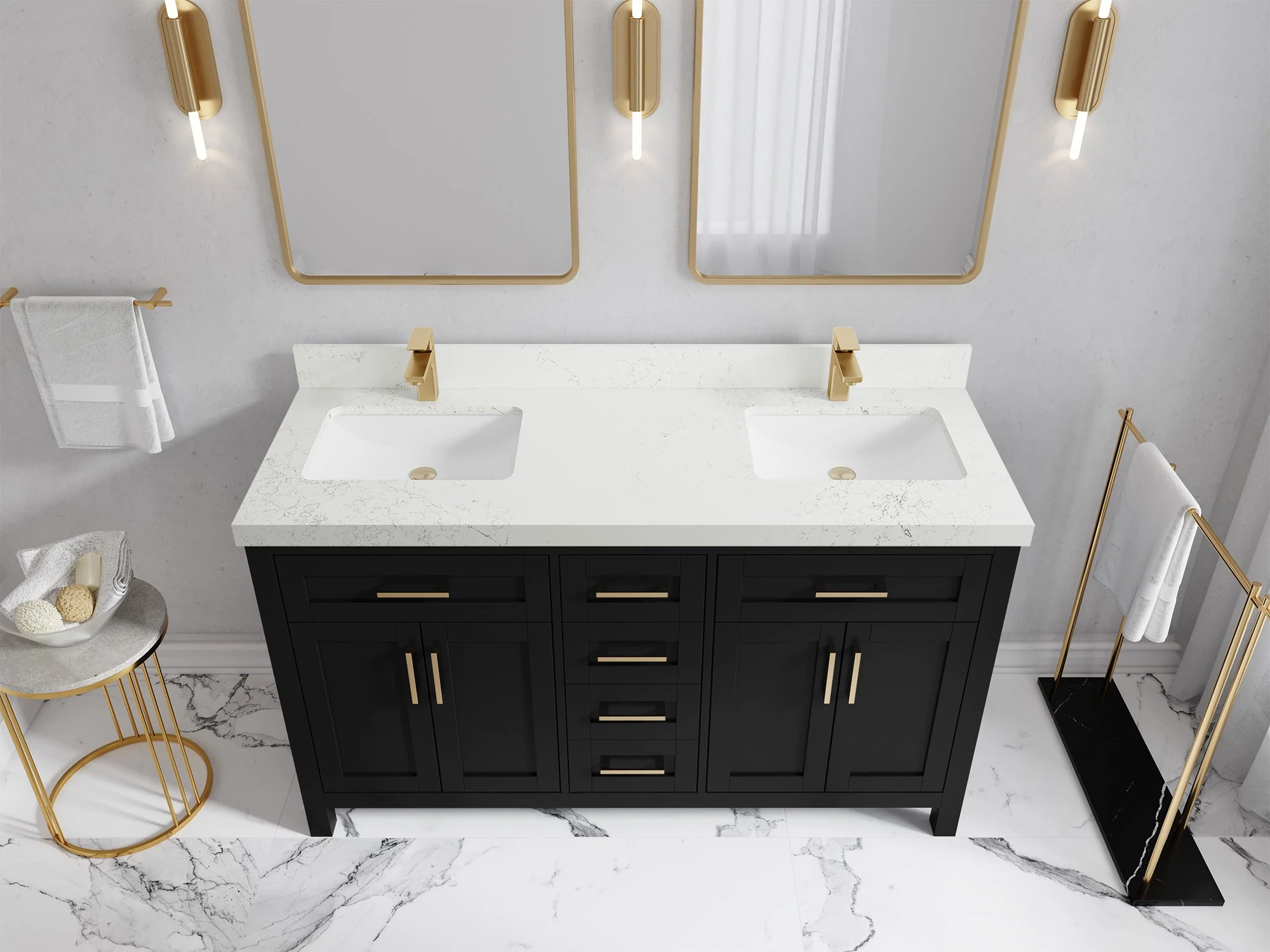 Cambridge 60 in. W x 22 in. D Double Sink Bathroom Vanity - Image 38