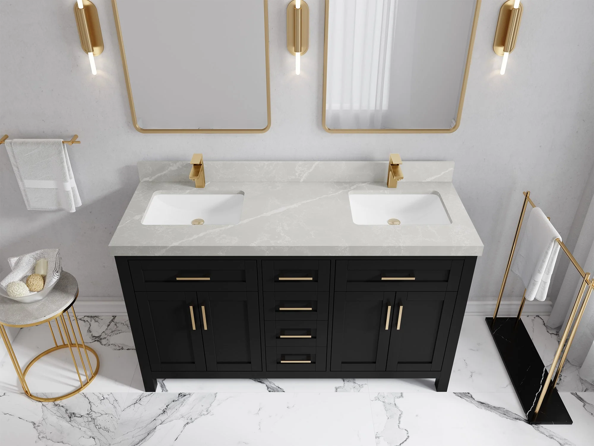 Cambridge 60 in. W x 22 in. D Double Sink Bathroom Vanity - Image 40