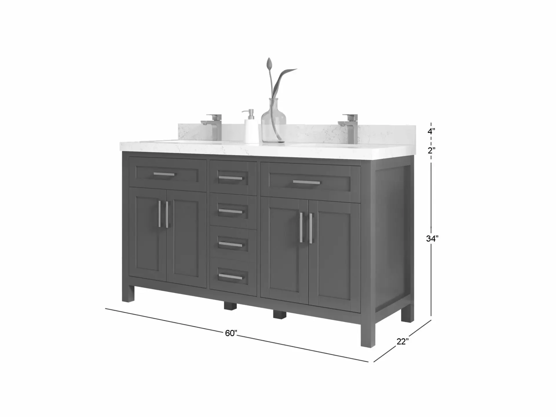 Cambridge 60 in. W x 22 in. D Double Sink Bathroom Vanity - Image 6