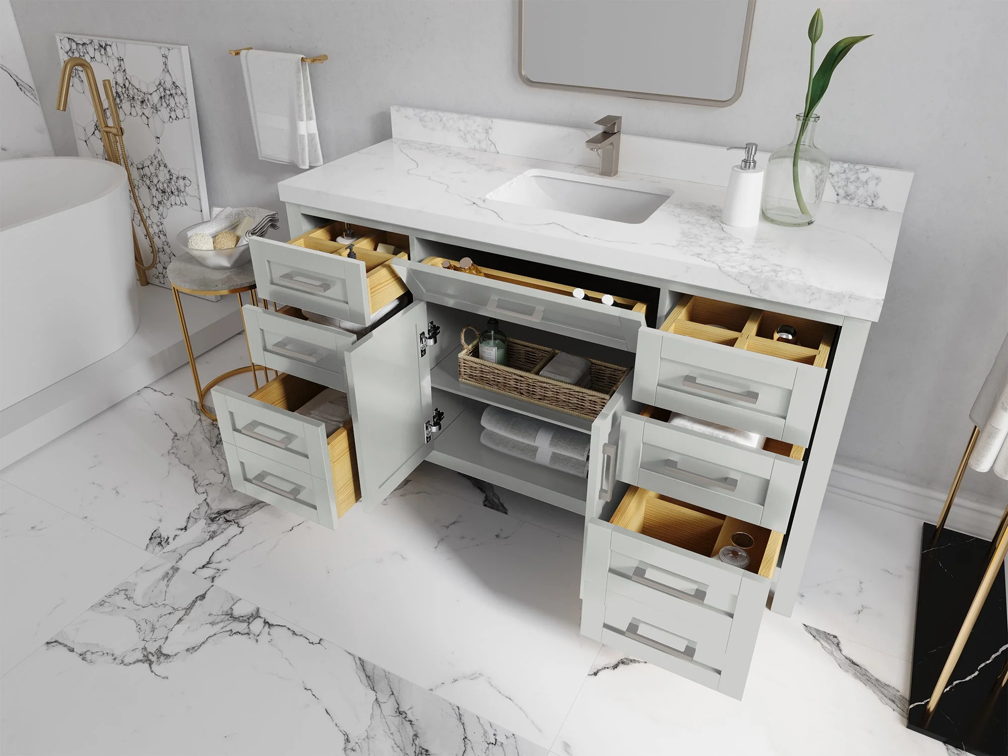 Cambridge 60 in. W x 22 in. D Single Sink Bathroom Vanity - Image 3