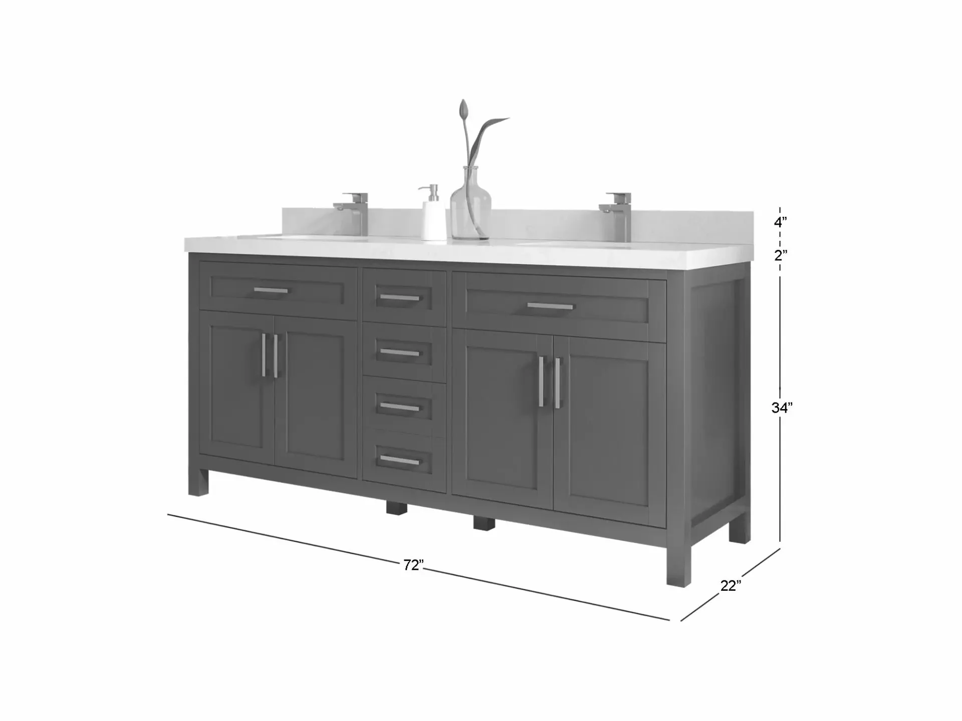 Cambridge 72 in. W x 22 in. D Double Sink Bathroom Vanity - Image 6