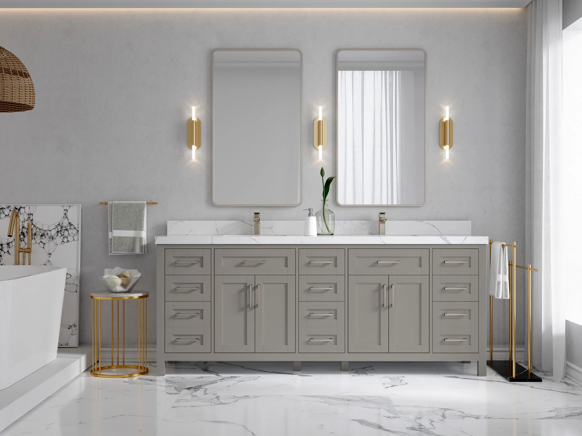 Cambridge 84 in. W x 22 in. D Double Sink Bathroom Vanity - Image 4