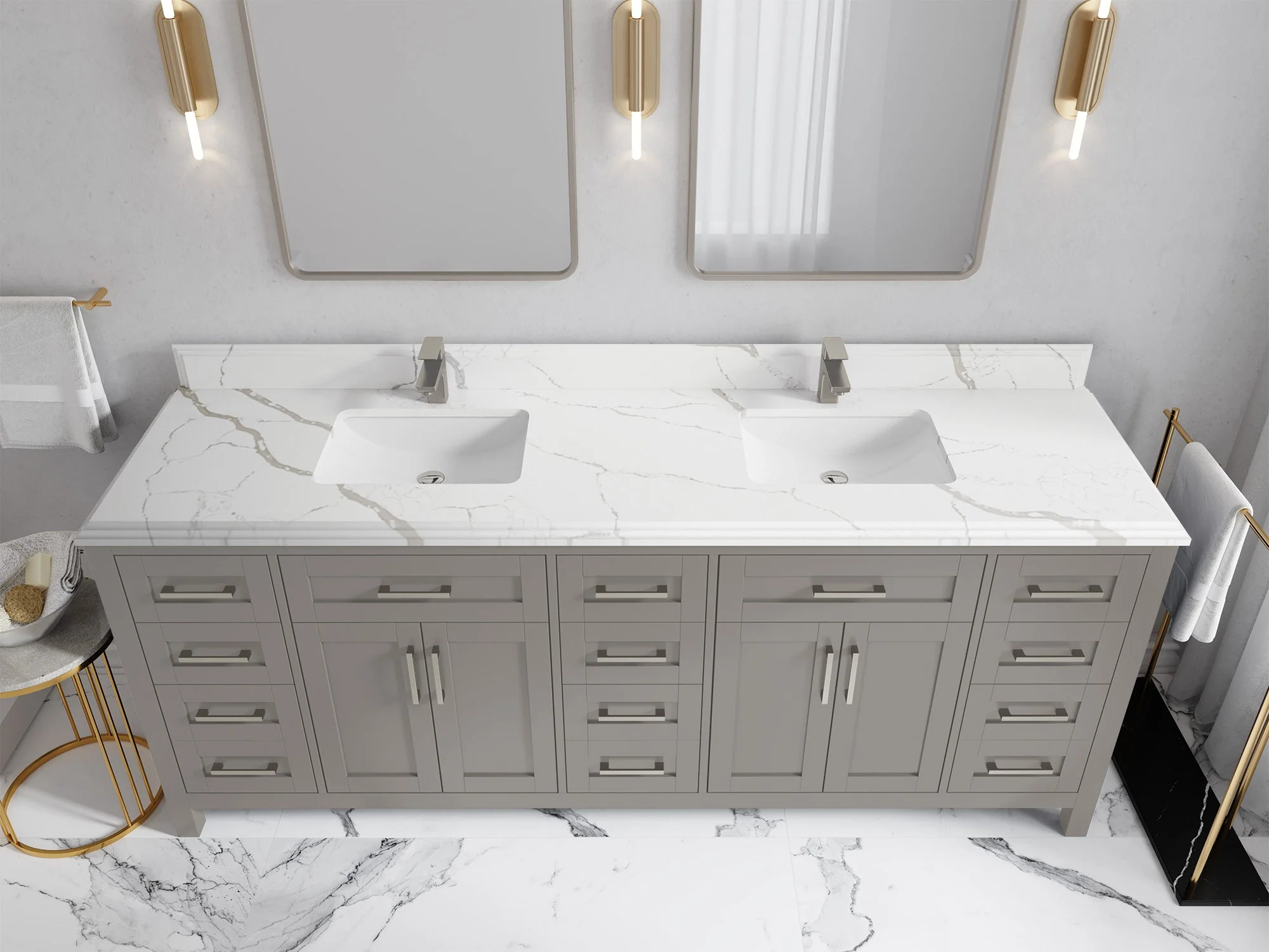 Cambridge 84 in. W x 22 in. D Double Sink Bathroom Vanity - Image 48