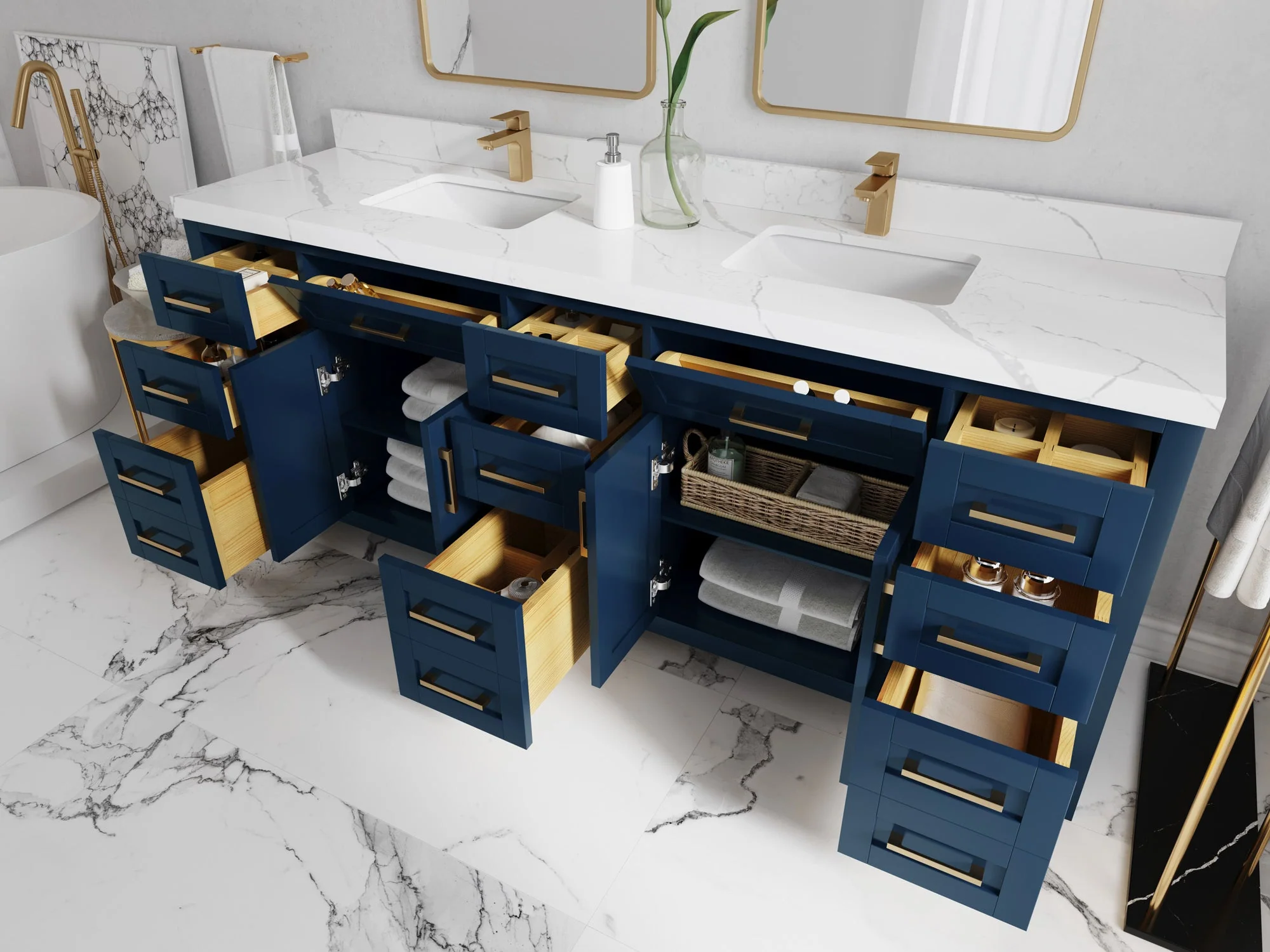 Cambridge 84 in. W x 22 in. D Double Sink Bathroom Vanity - Image 3