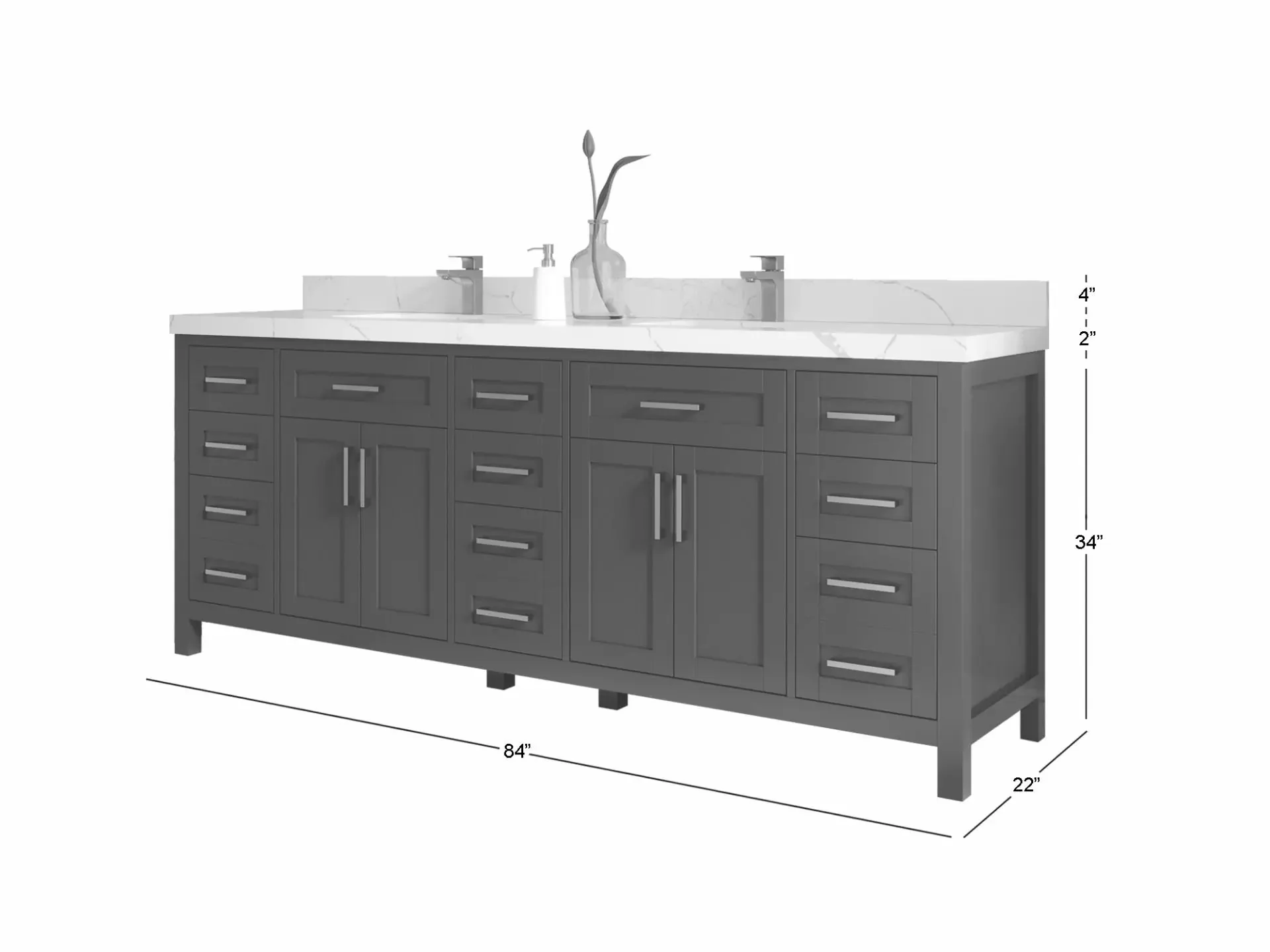 Cambridge 84 in. W x 22 in. D Double Sink Bathroom Vanity - Image 6