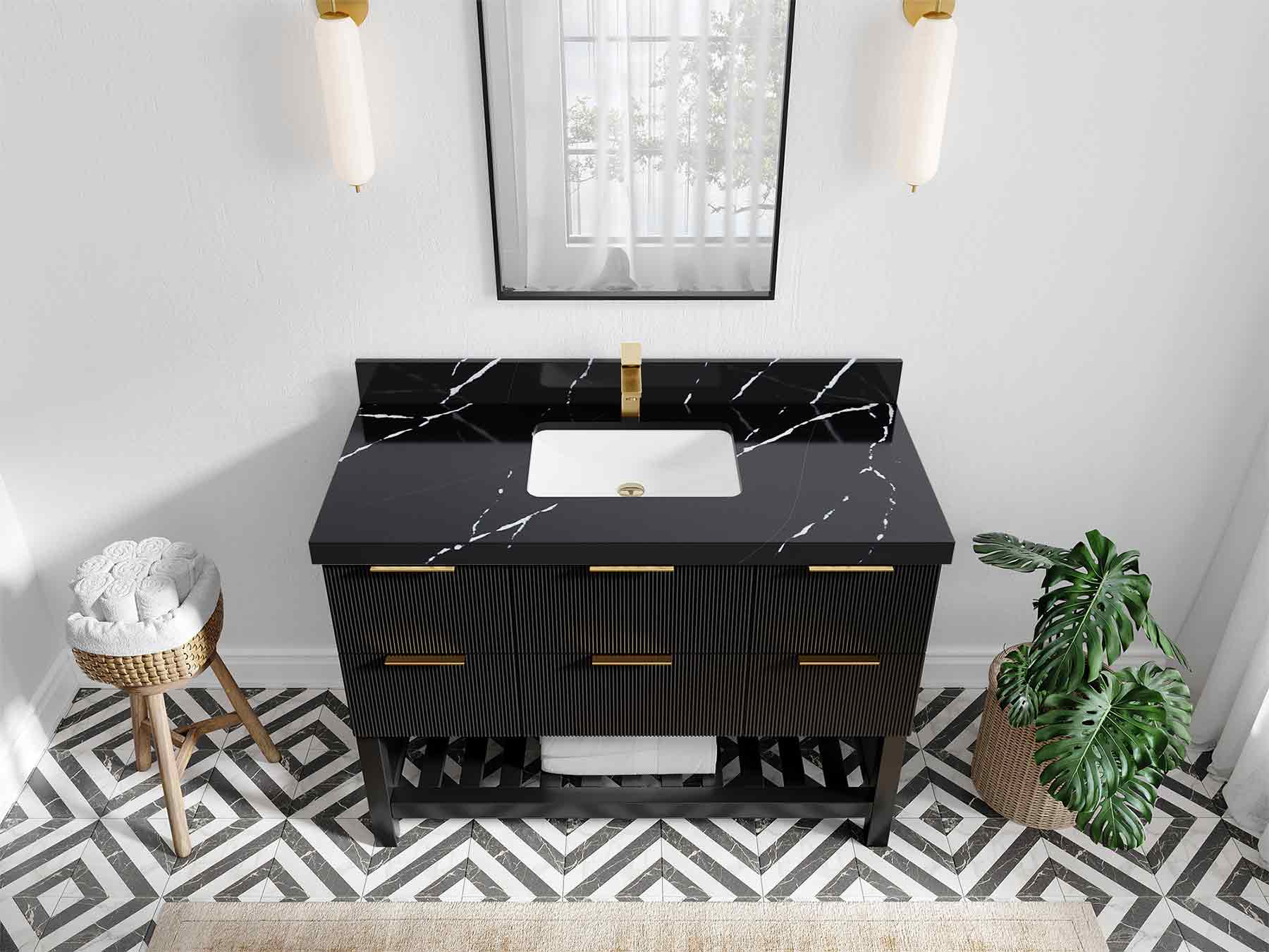 Catalina 48 in W x 22 in D Free Standing Reeded Single Sink Bathroom Vanity - Image 10