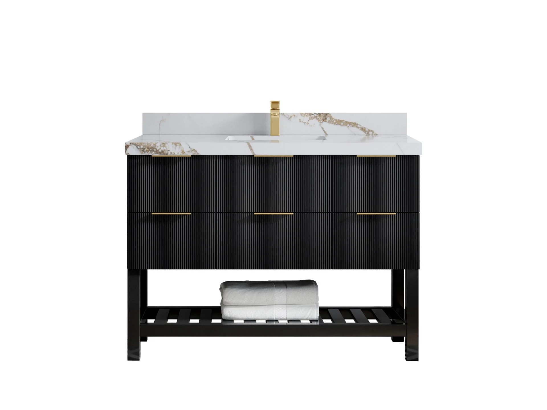 Catalina 48 in W x 22 in D Free Standing Reeded Single Sink Bathroom Vanity - Image 13