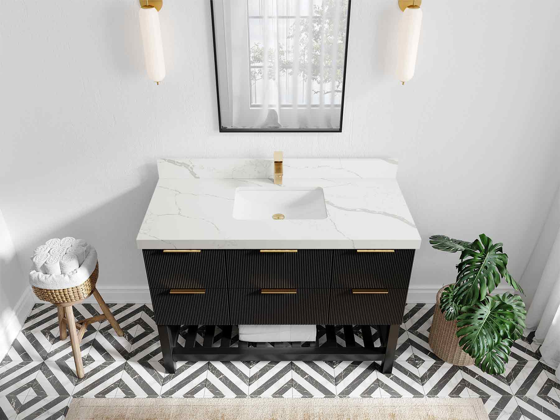 Catalina 48 in W x 22 in D Free Standing Reeded Single Sink Bathroom Vanity - Image 14