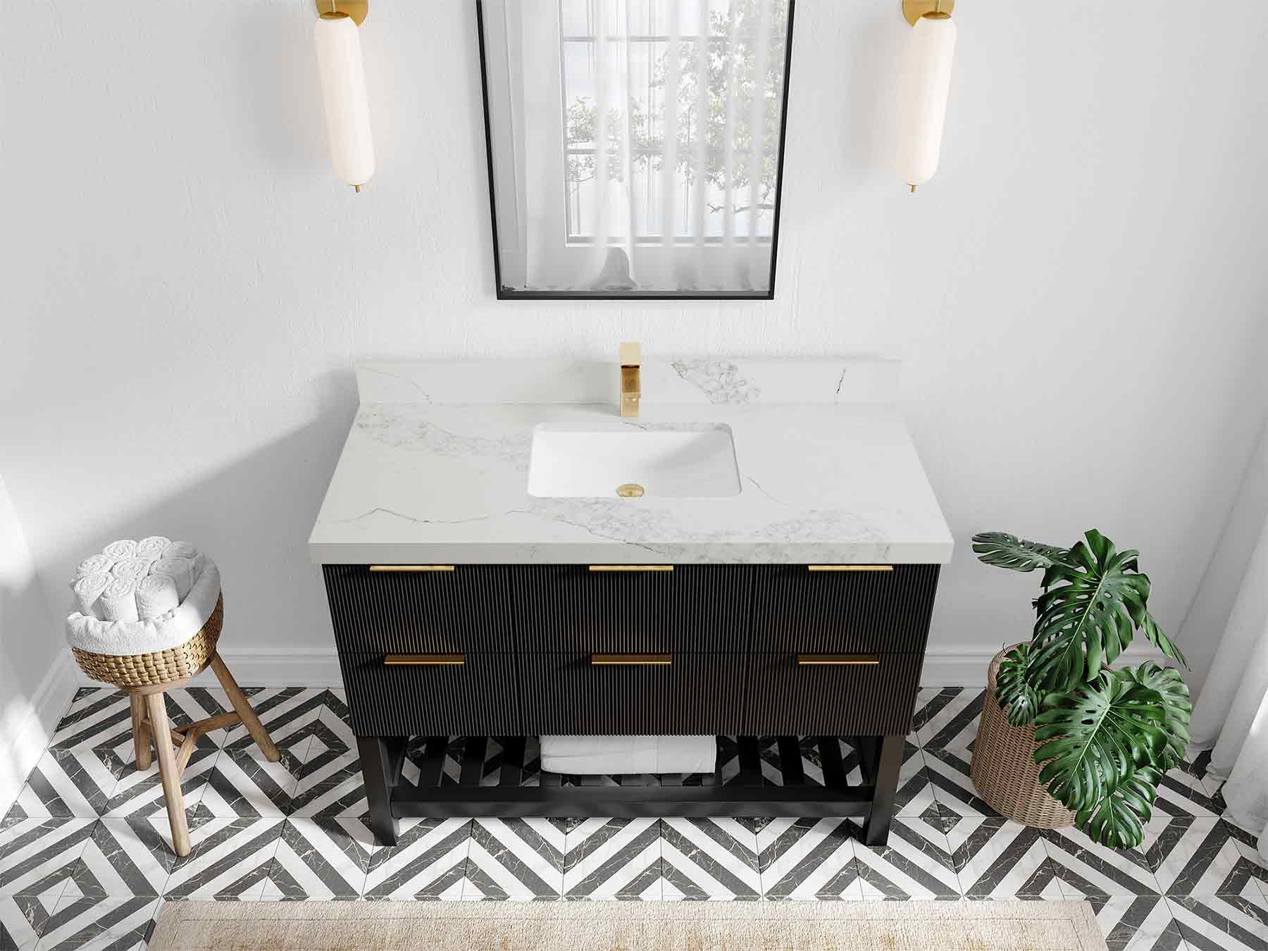 Catalina 48 in W x 22 in D Free Standing Reeded Single Sink Bathroom Vanity - Image 16