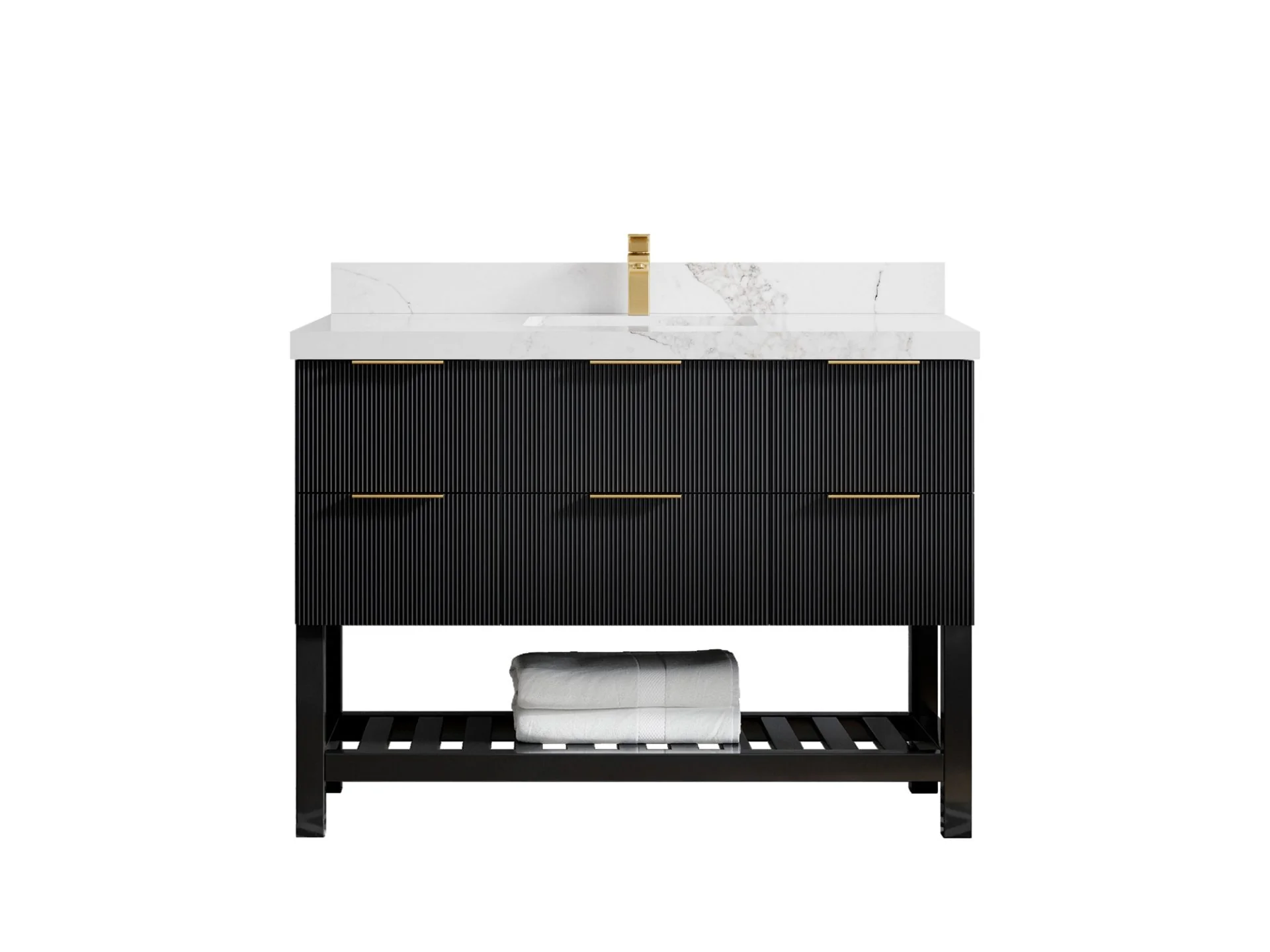 Catalina 48 in W x 22 in D Free Standing Reeded Single Sink Bathroom Vanity - Image 17
