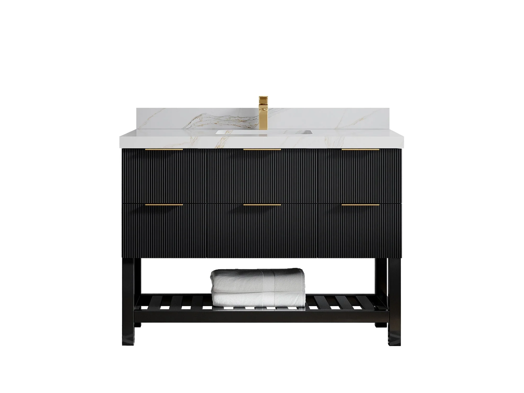 Catalina 48 in W x 22 in D Free Standing Reeded Single Sink Bathroom Vanity - Image 19