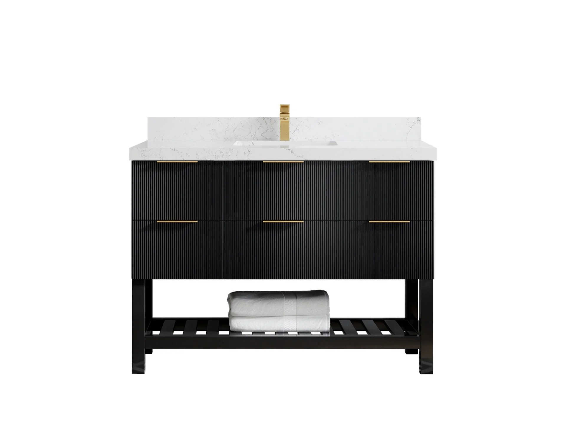 Catalina 48 in W x 22 in D Free Standing Reeded Single Sink Bathroom Vanity - Image 25