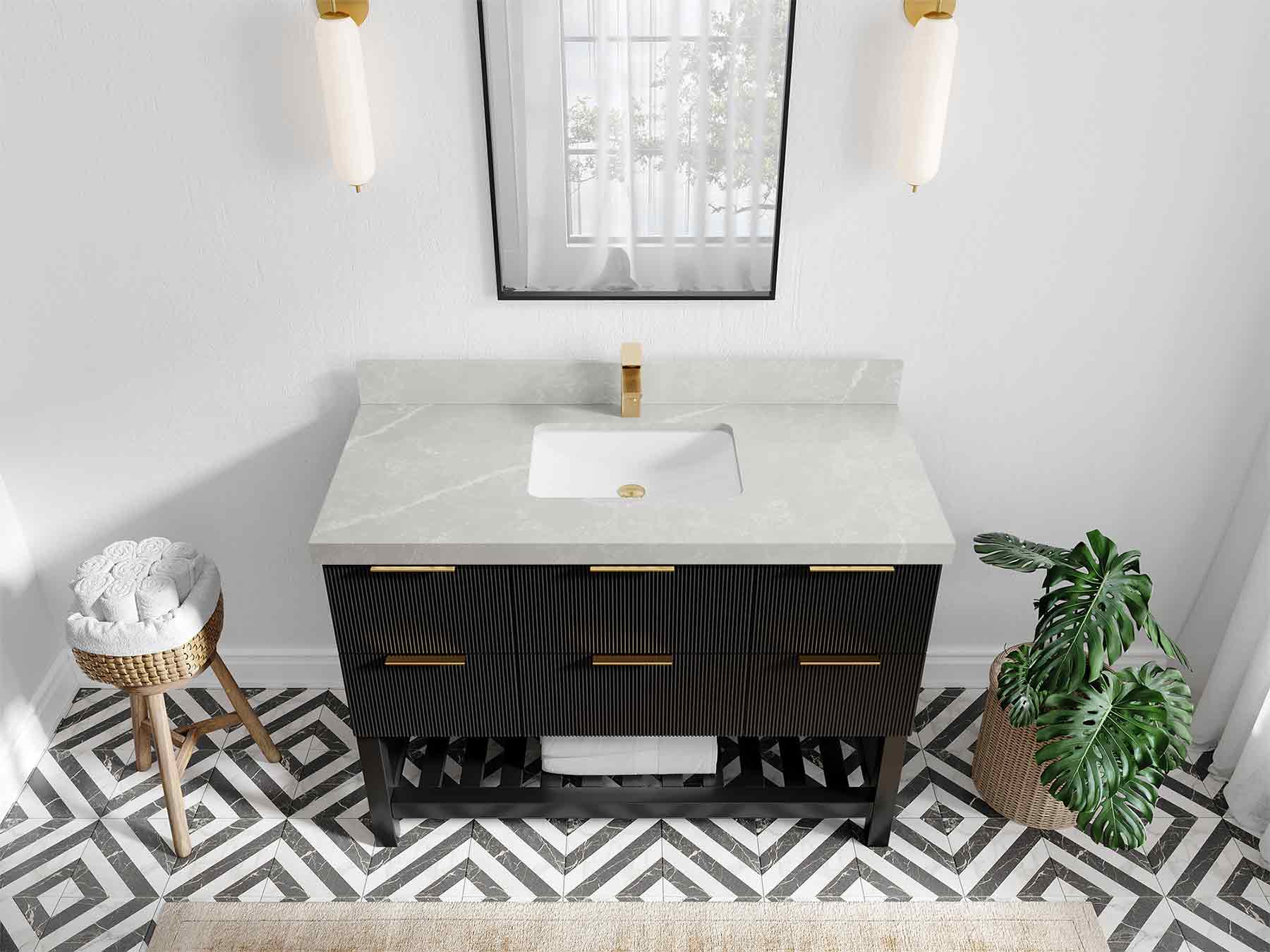 Catalina 48 in W x 22 in D Free Standing Reeded Single Sink Bathroom Vanity - Image 26