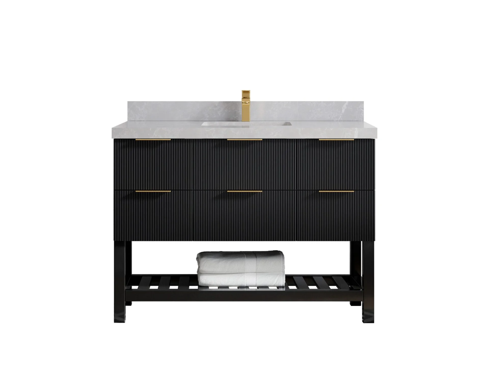 Catalina 48 in W x 22 in D Free Standing Reeded Single Sink Bathroom Vanity - Image 27