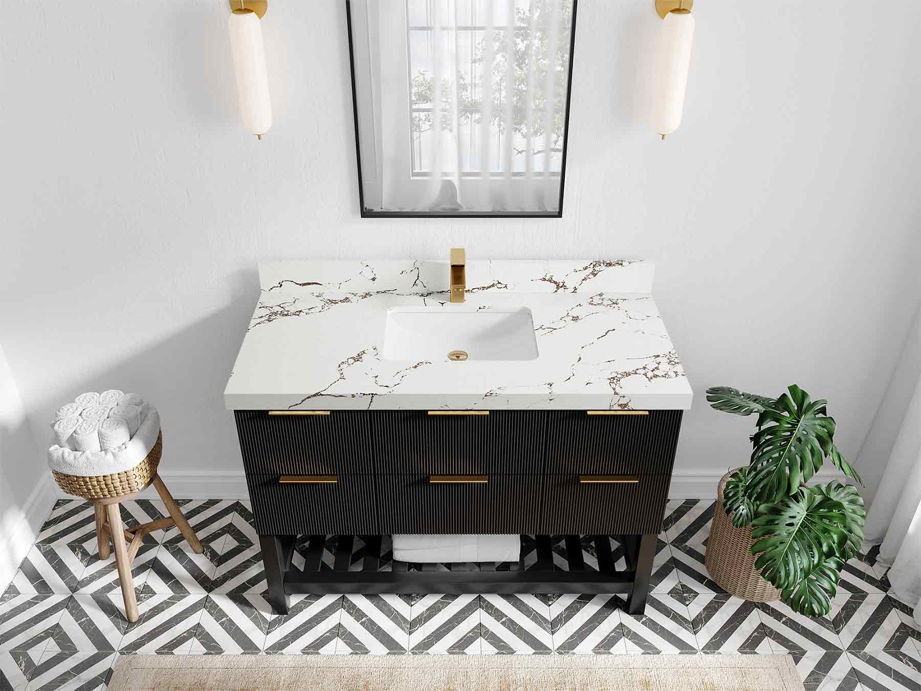 Catalina 48 in W x 22 in D Free Standing Reeded Single Sink Bathroom Vanity - Image 28