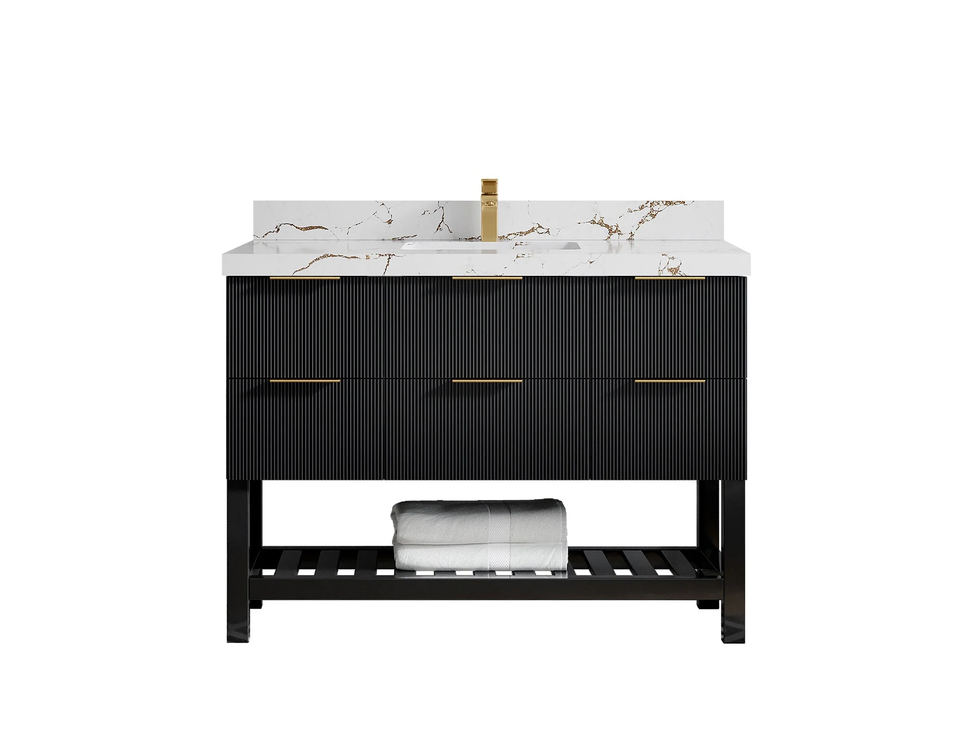 Catalina 48 in W x 22 in D Free Standing Reeded Single Sink Bathroom Vanity - Image 29