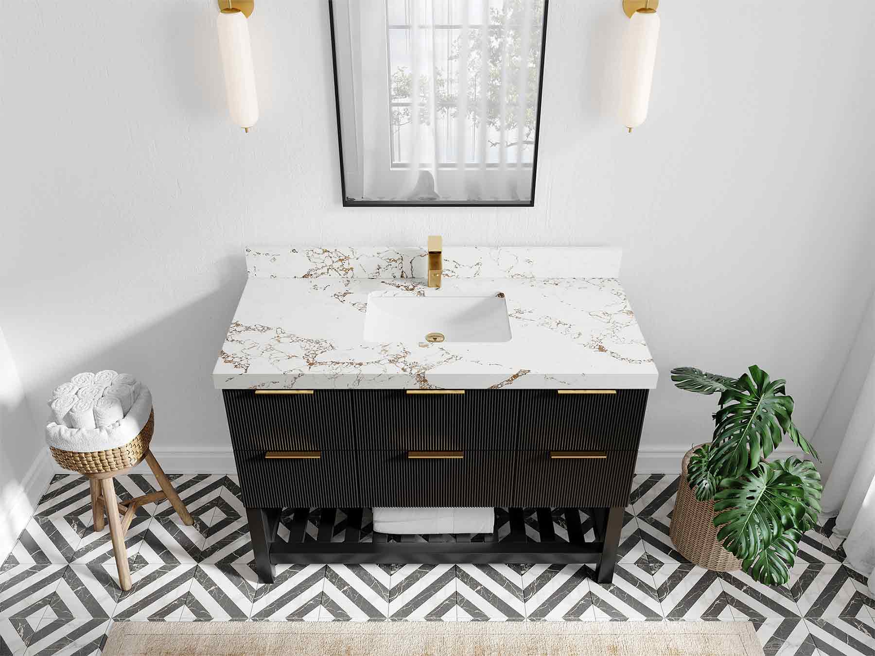 Catalina 48 in W x 22 in D Free Standing Reeded Single Sink Bathroom Vanity - Image 30