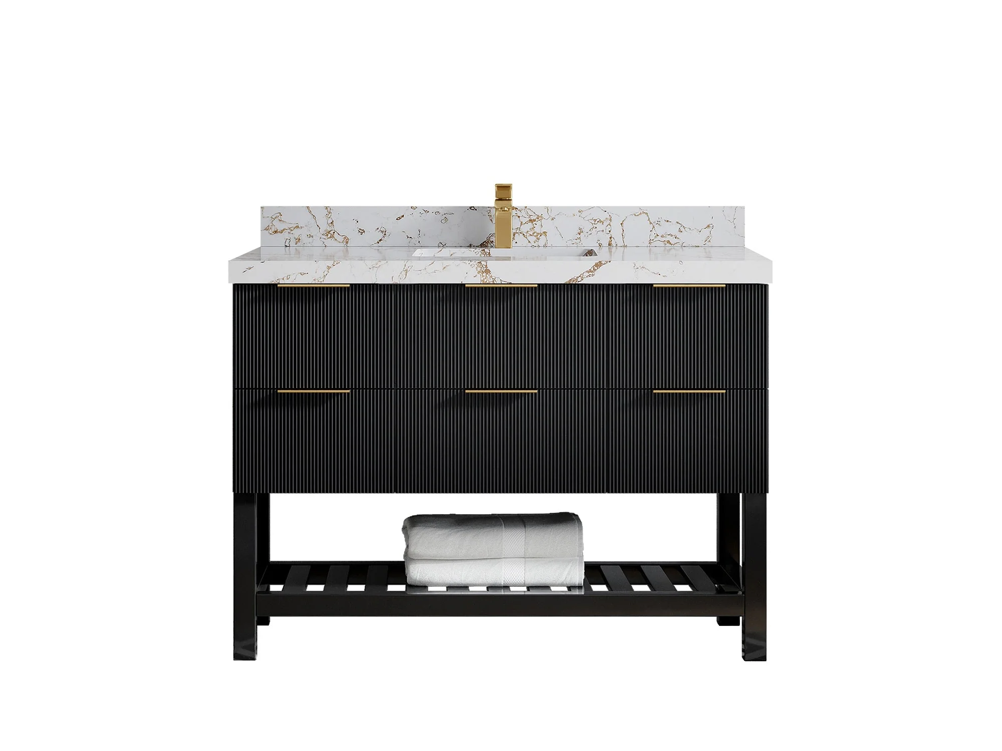 Catalina 48 in W x 22 in D Free Standing Reeded Single Sink Bathroom Vanity - Image 31