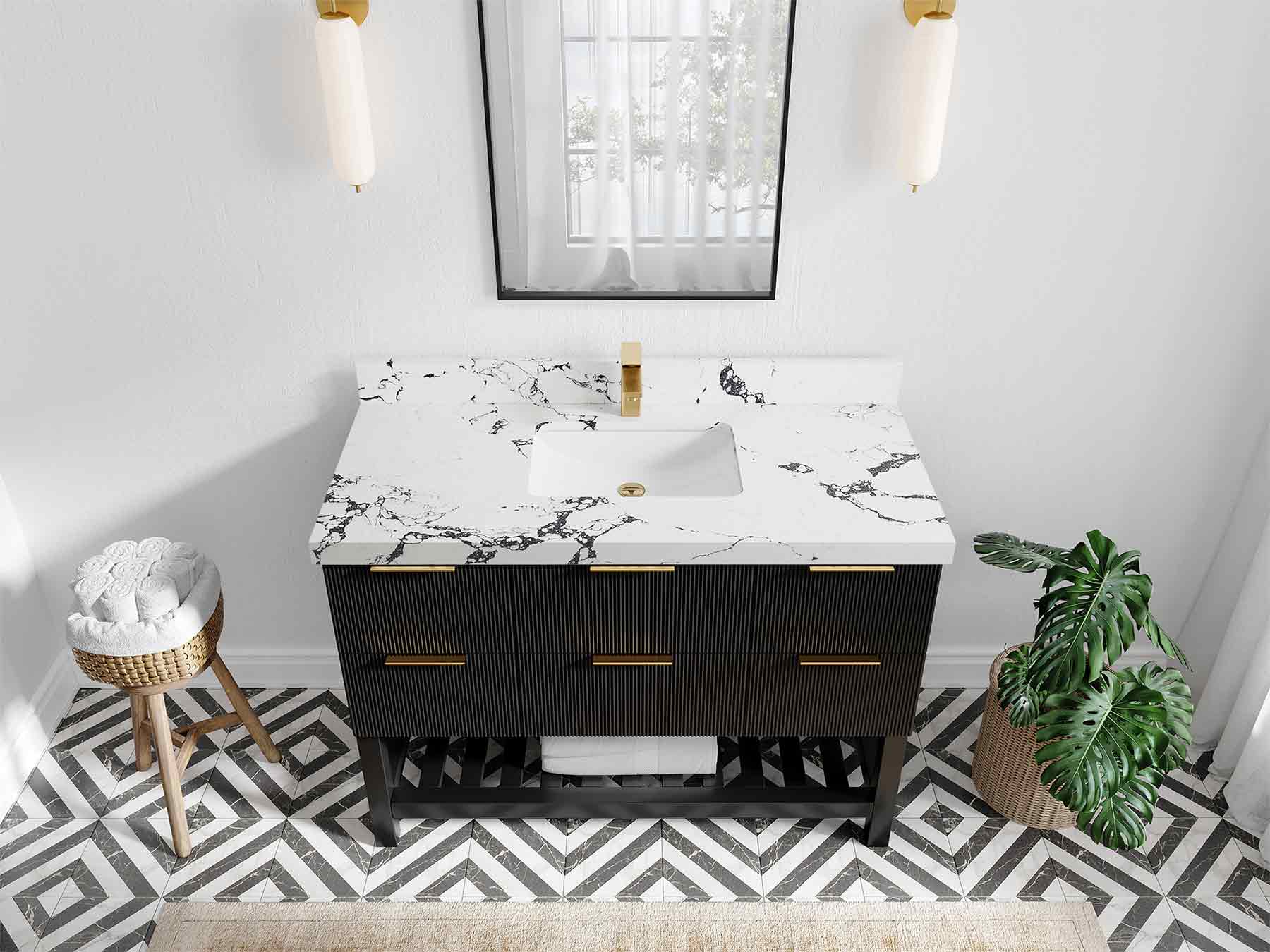 Catalina 48 in W x 22 in D Free Standing Reeded Single Sink Bathroom Vanity - Image 32