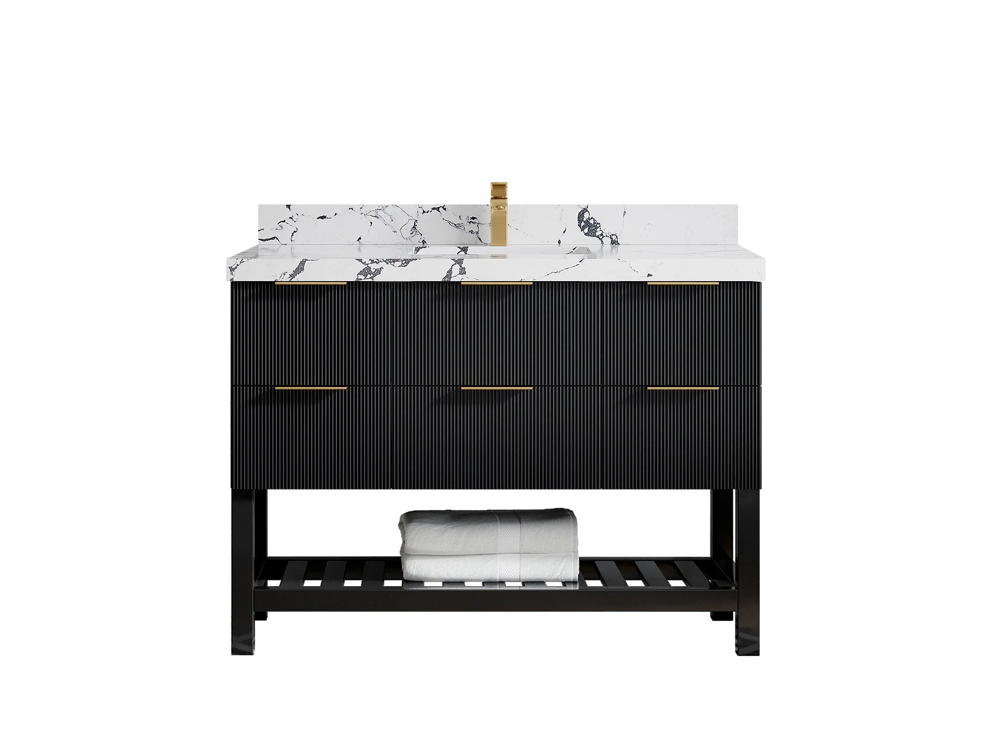 Catalina 48 in W x 22 in D Free Standing Reeded Single Sink Bathroom Vanity - Image 33
