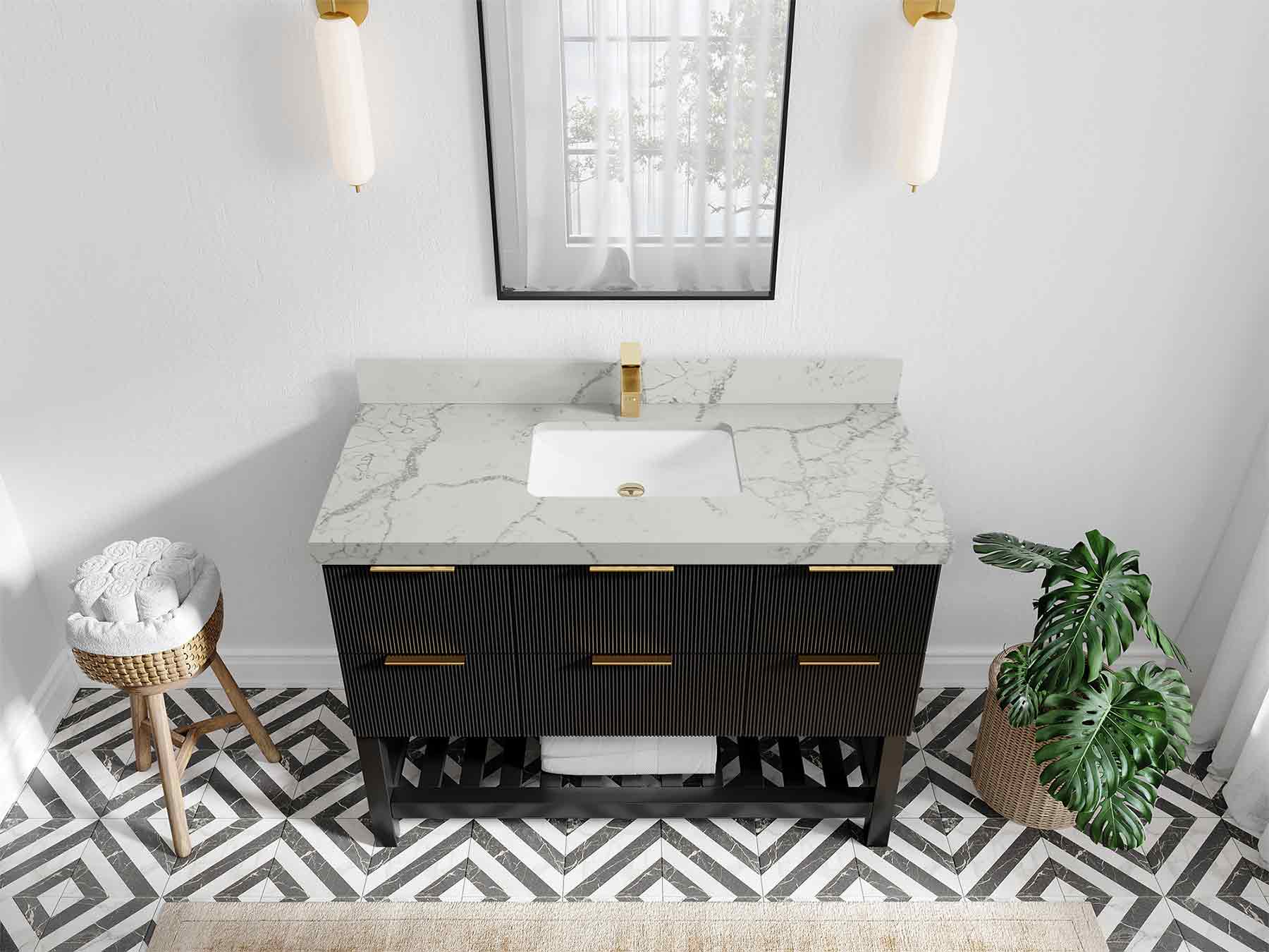 Catalina 48 in W x 22 in D Free Standing Reeded Single Sink Bathroom Vanity - Image 34