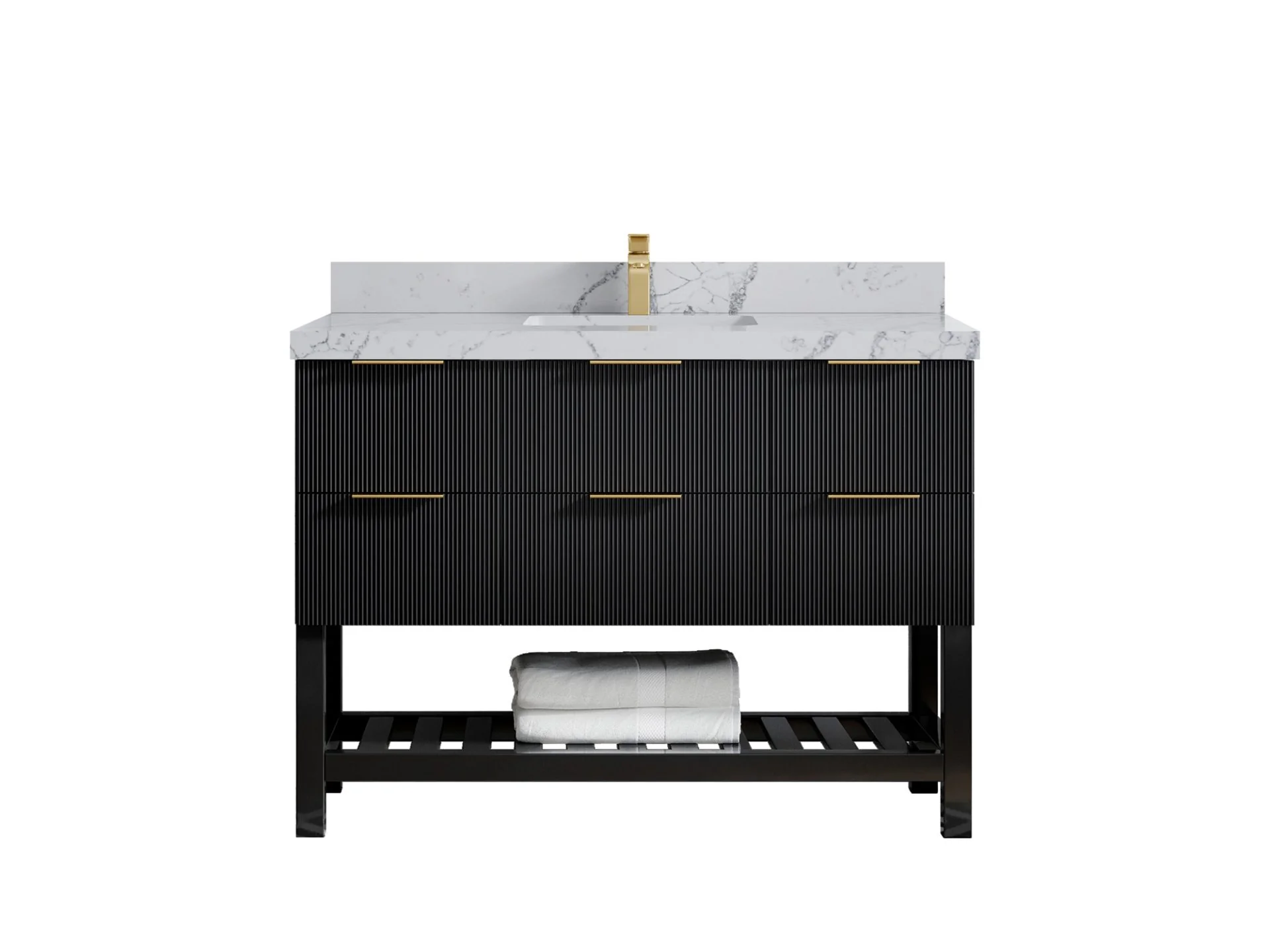 Catalina 48 in W x 22 in D Free Standing Reeded Single Sink Bathroom Vanity - Image 35