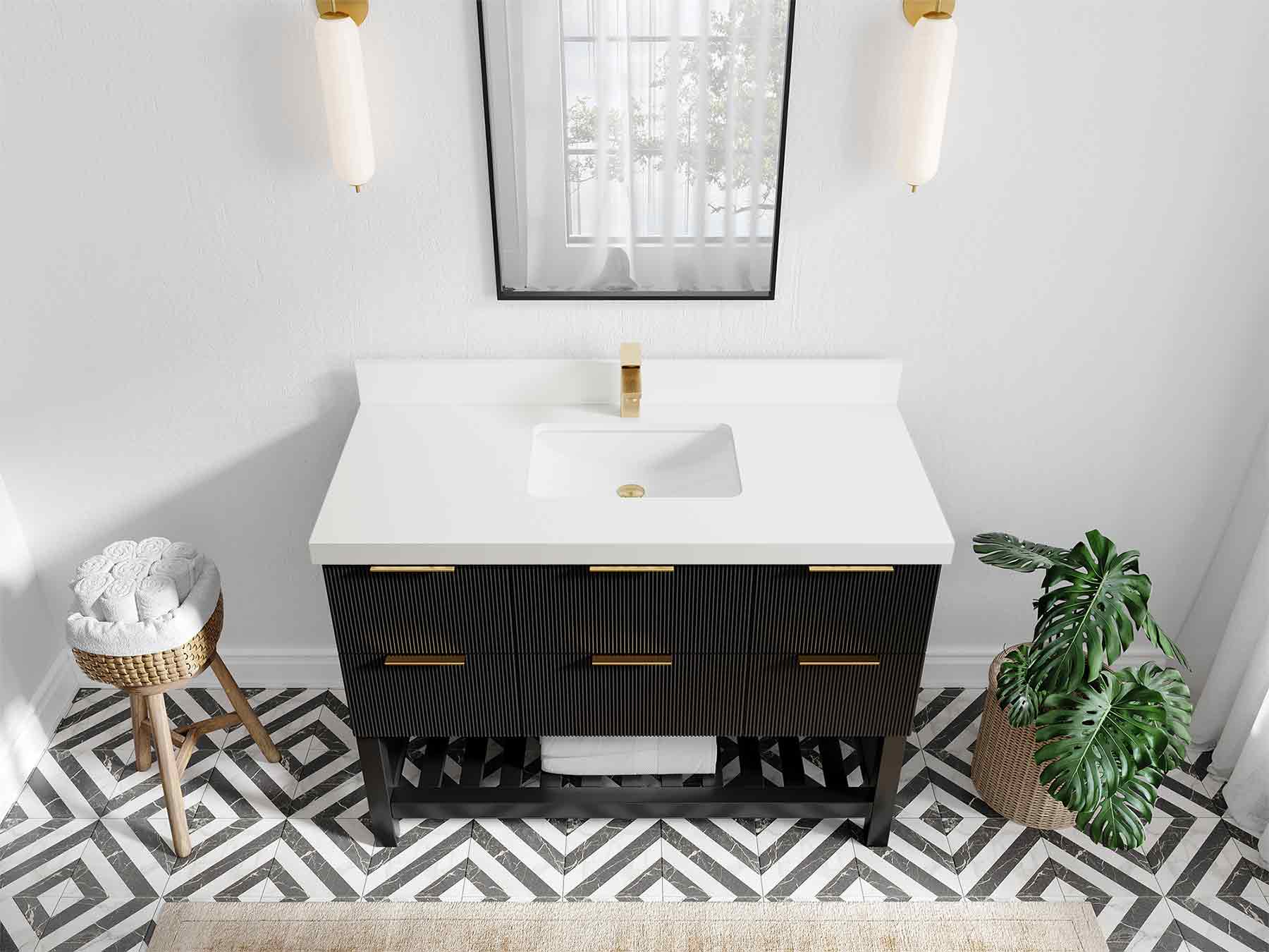 Catalina 48 in W x 22 in D Free Standing Reeded Single Sink Bathroom Vanity - Image 36