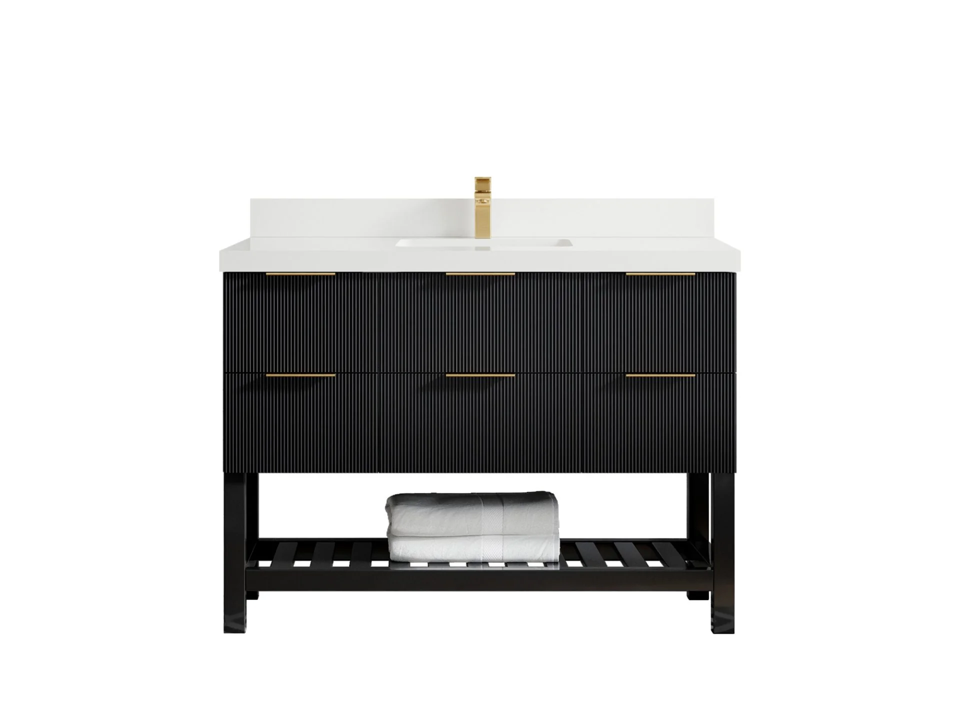 Catalina 48 in W x 22 in D Free Standing Reeded Single Sink Bathroom Vanity - Image 37