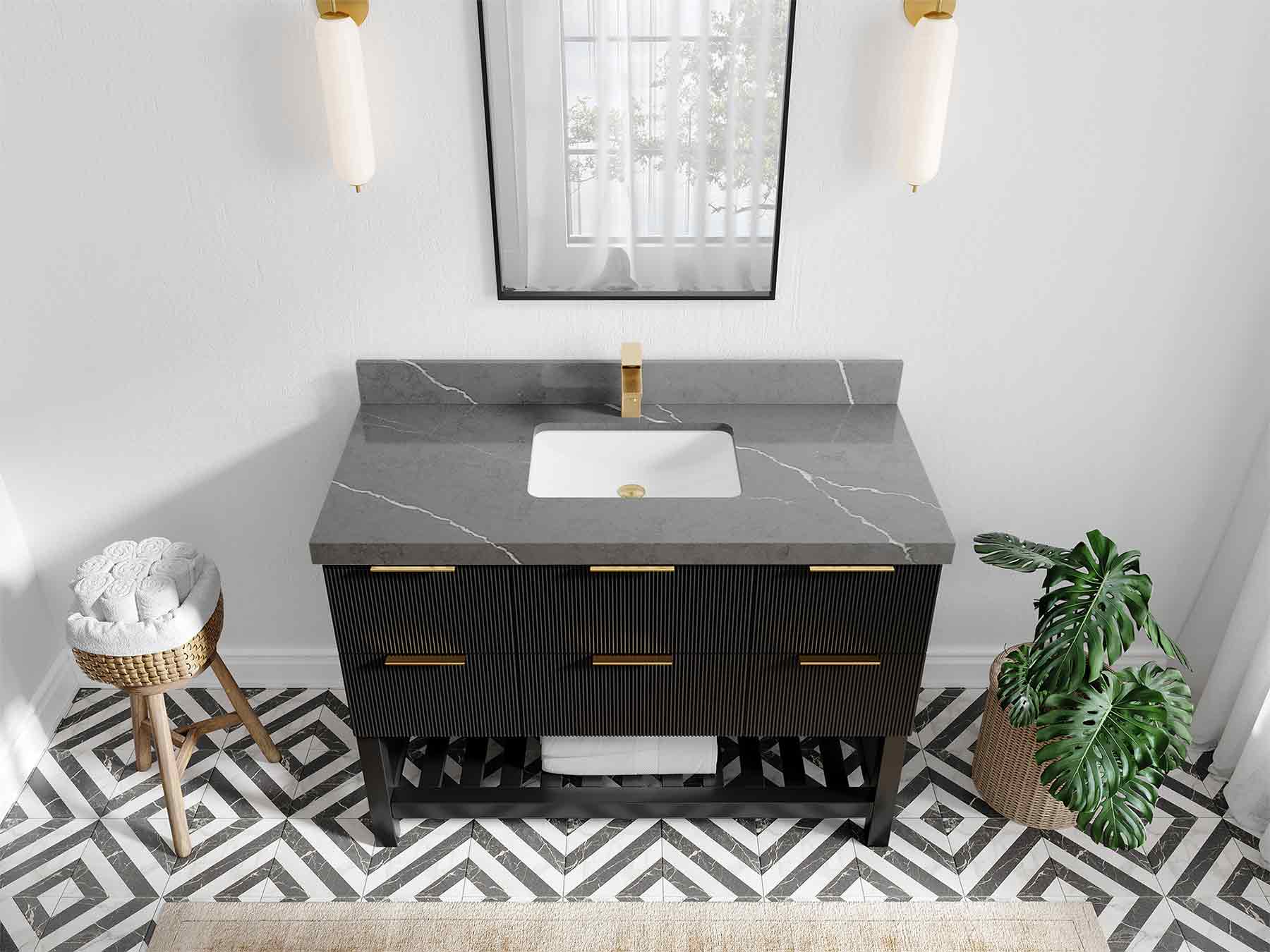 Catalina 48 in W x 22 in D Free Standing Reeded Single Sink Bathroom Vanity - Image 39