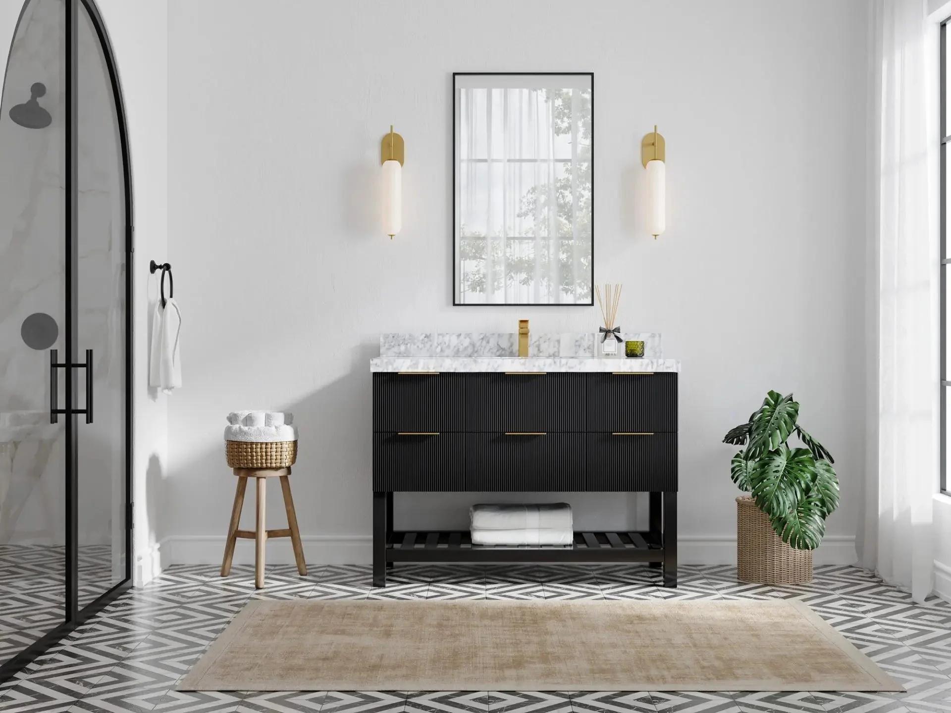 Catalina 48 in W x 22 in D Free Standing Reeded Single Sink Bathroom Vanity - Image 4