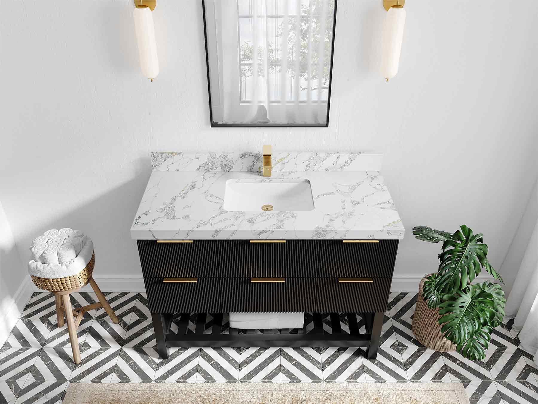 Catalina 48 in W x 22 in D Free Standing Reeded Single Sink Bathroom Vanity - Image 40