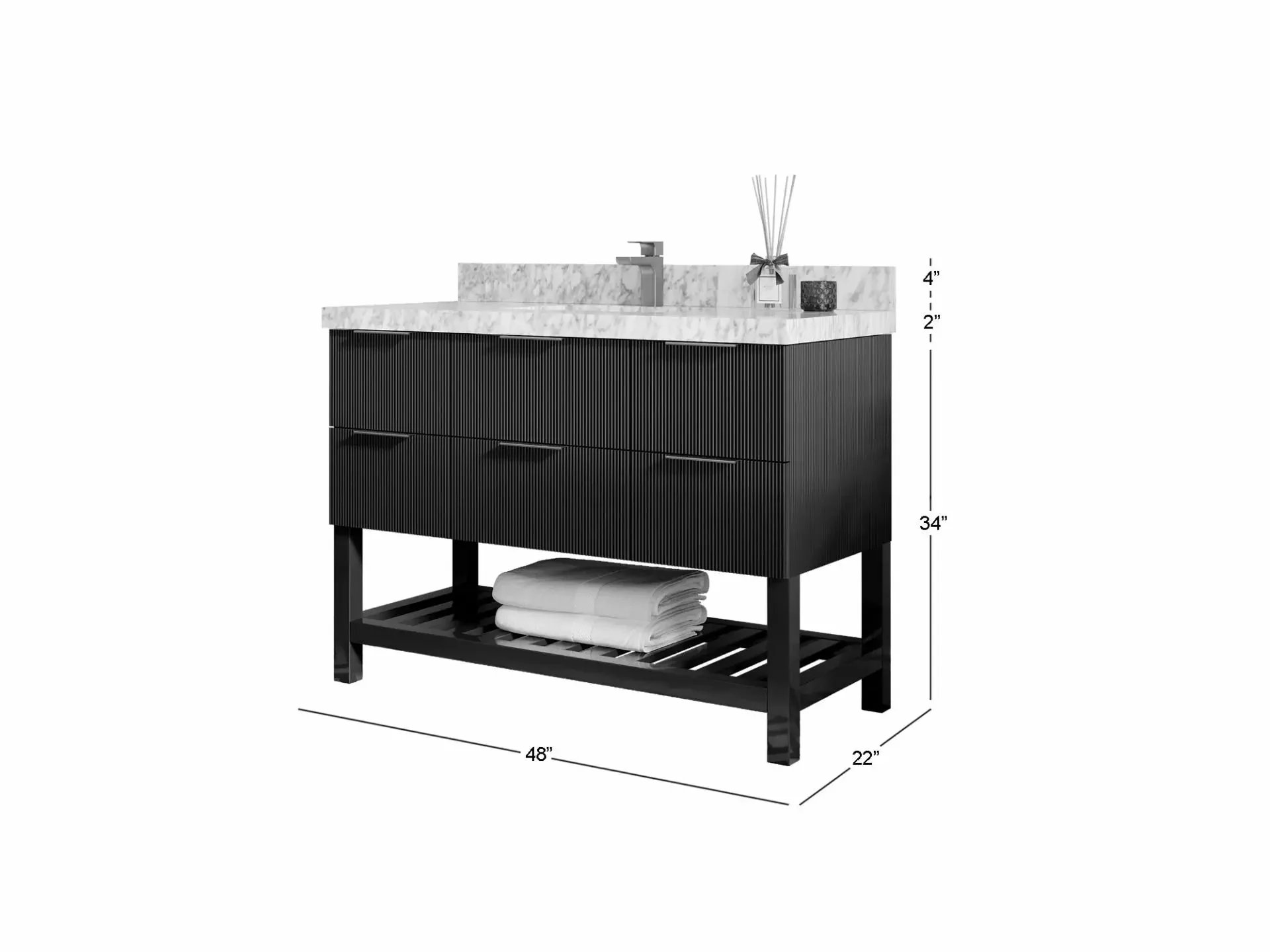 Catalina 48 in W x 22 in D Free Standing Reeded Single Sink Bathroom Vanity - Image 5