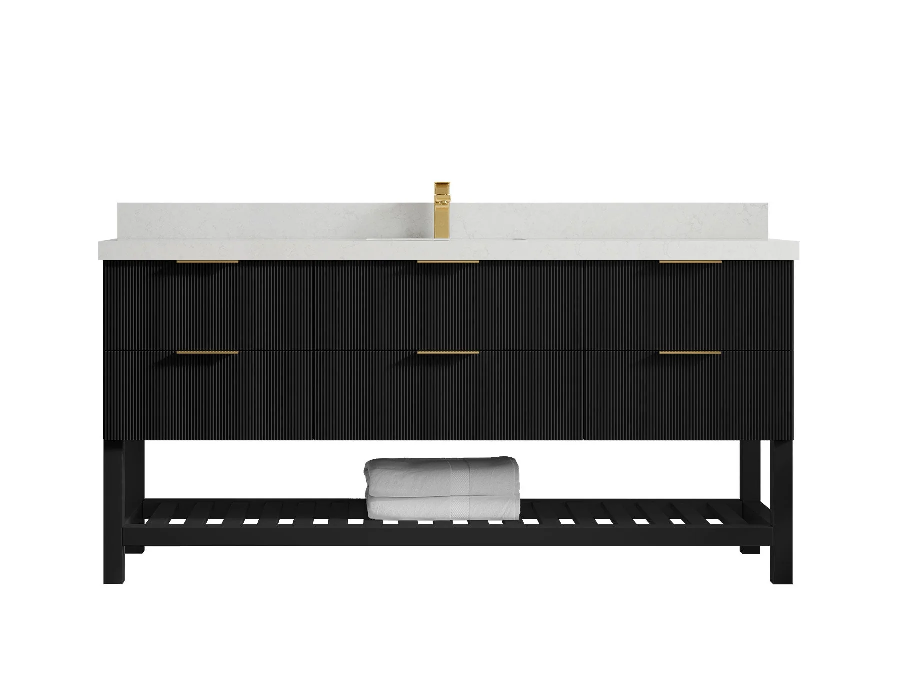 Catalina 72 in W x 22 in D Free Standing Reeded Single Sink Bathroom Vanity - Image 10