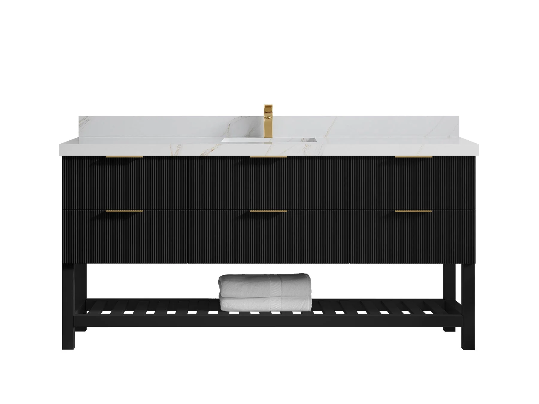Catalina 72 in W x 22 in D Free Standing Reeded Single Sink Bathroom Vanity - Image 20