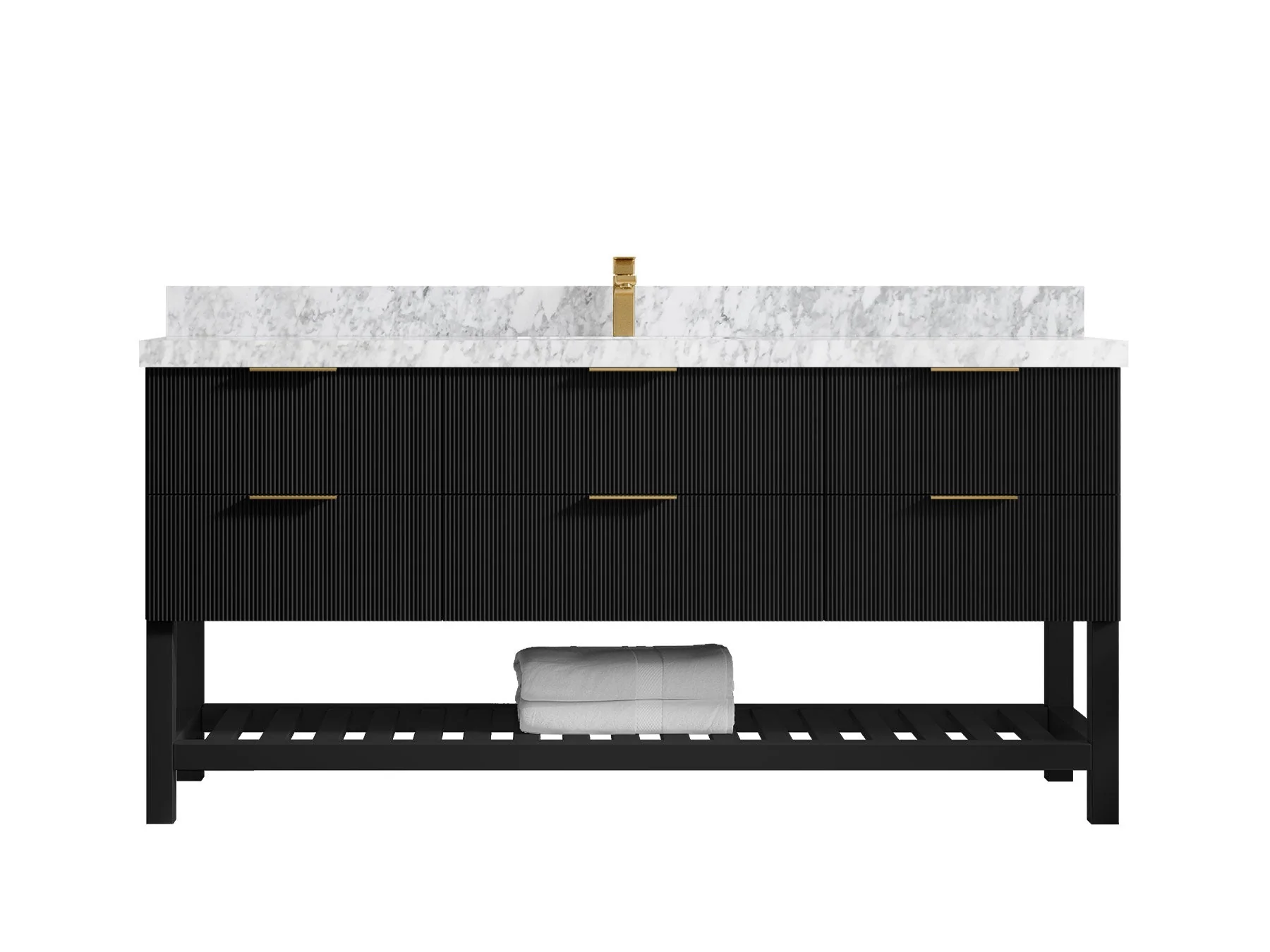 Catalina 72 in W x 22 in D Free Standing Reeded Single Sink Bathroom Vanity - Image 8