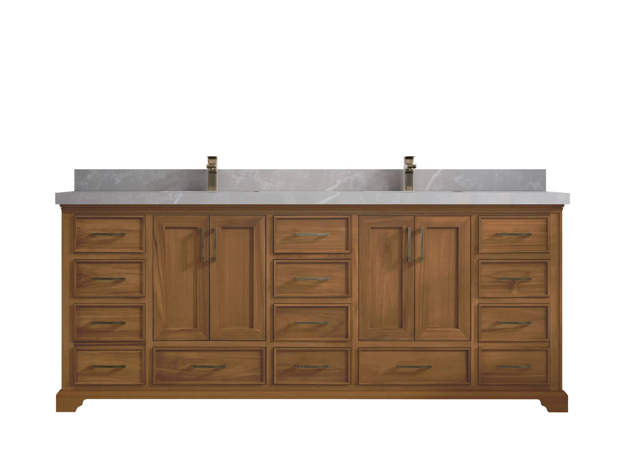 Charlotte 84 in. W x 22 in. D Double Sink Bathroom Teak Wood Vanity - Image 17