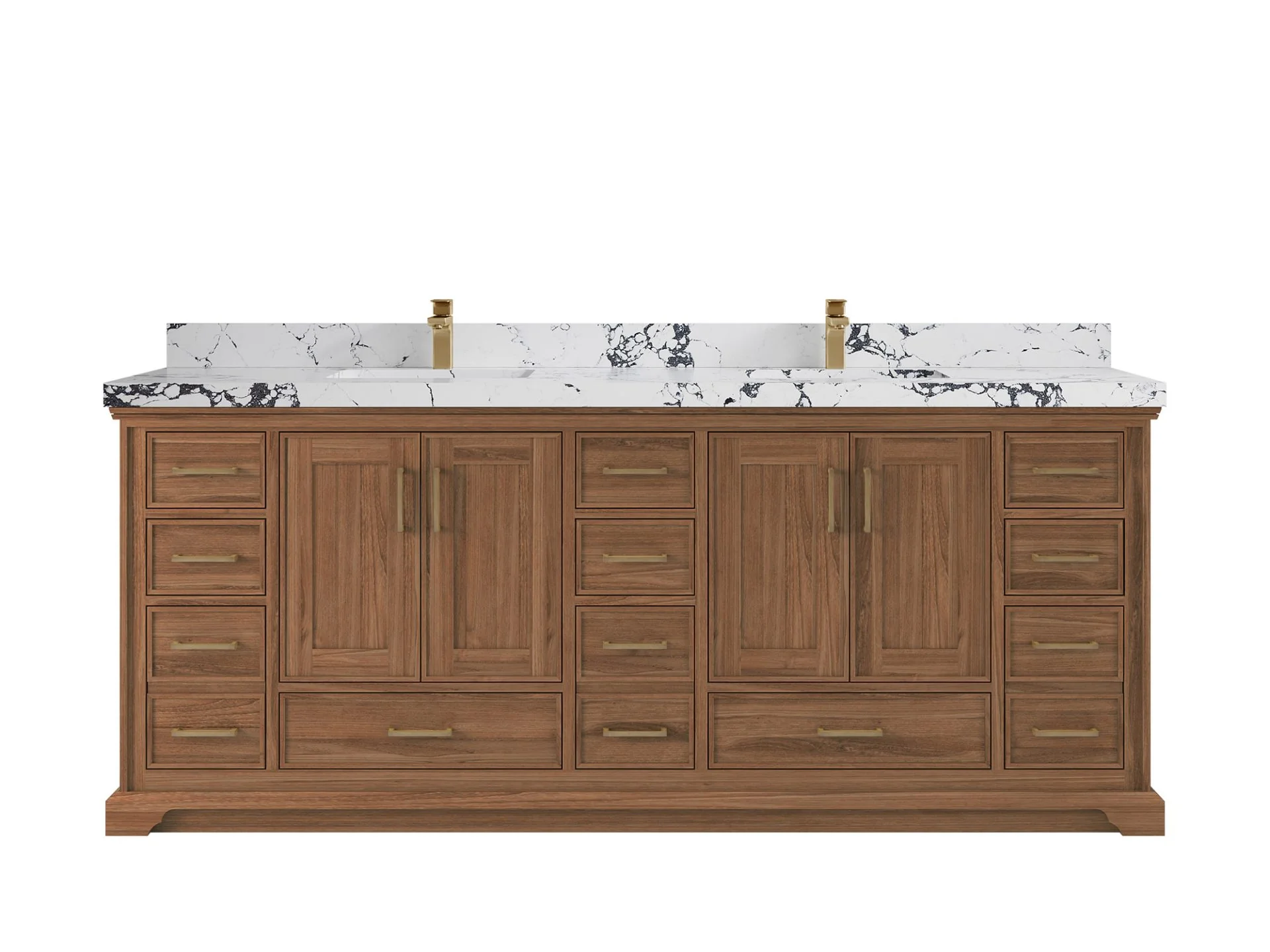 Charlotte 84 in. W x 22 in. D Double Sink Bathroom Teak Wood Vanity - Image 21
