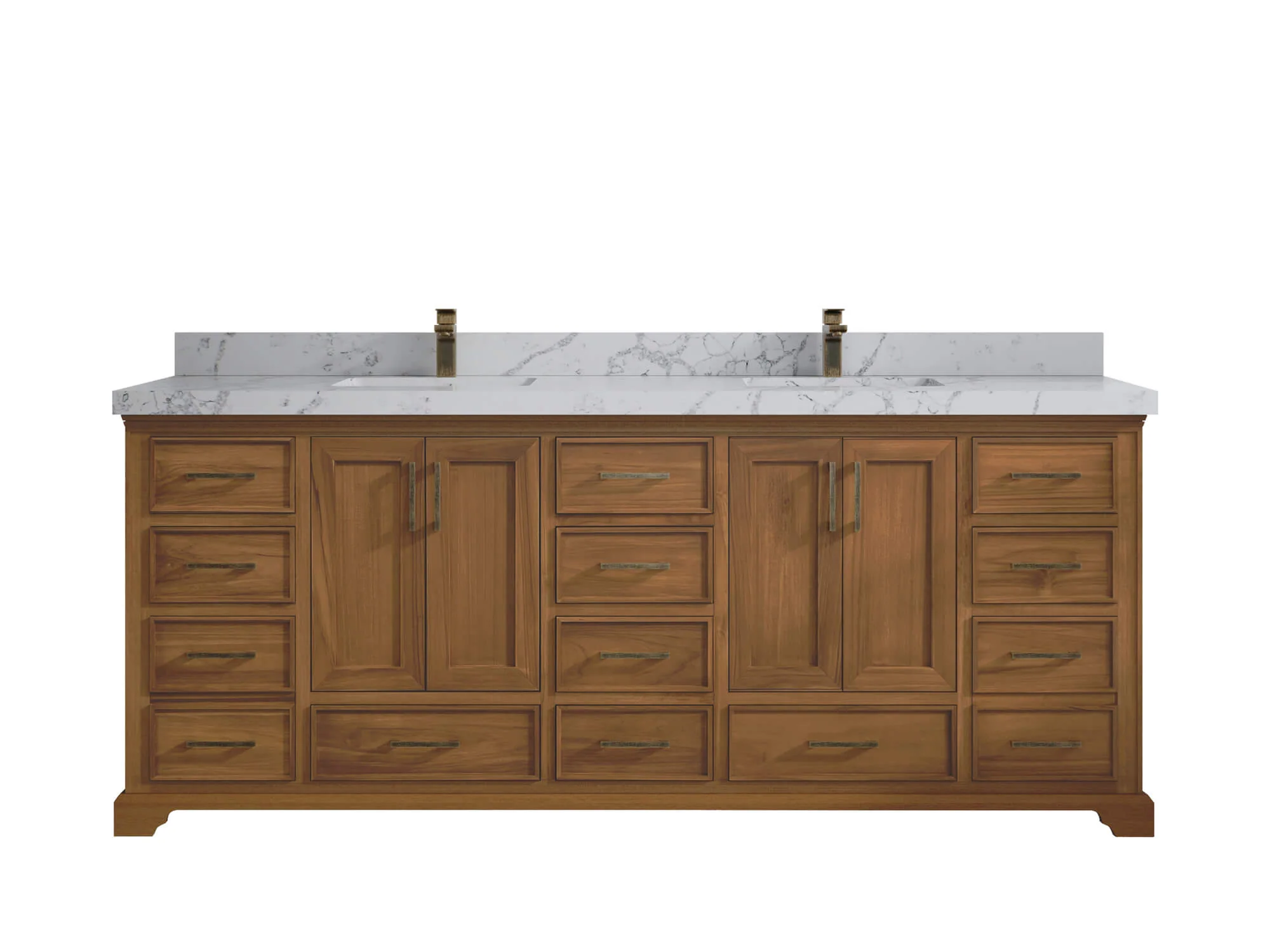 Charlotte 84 in. W x 22 in. D Double Sink Bathroom Teak Wood Vanity - Image 22
