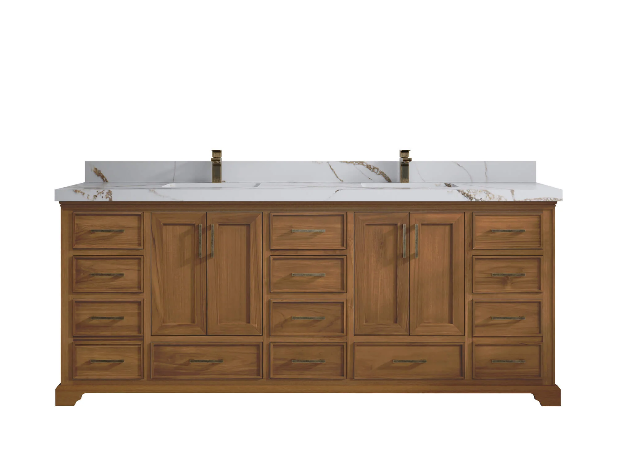 Charlotte 84 in. W x 22 in. D Double Sink Bathroom Teak Wood Vanity - Image 7