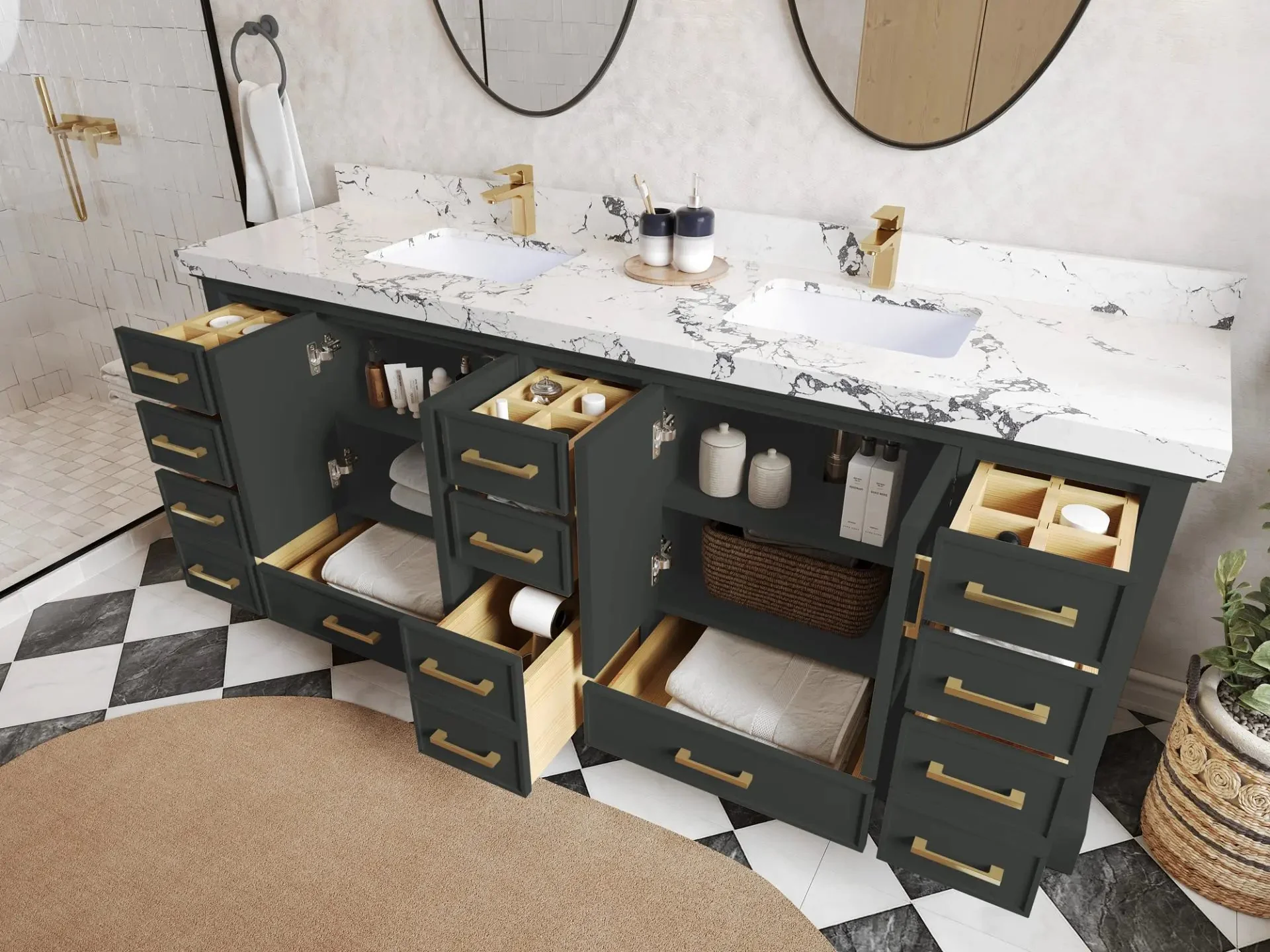 Charlotte 84 in. W x 22 in. D Double Sink Bathroom Vanity - Image 3