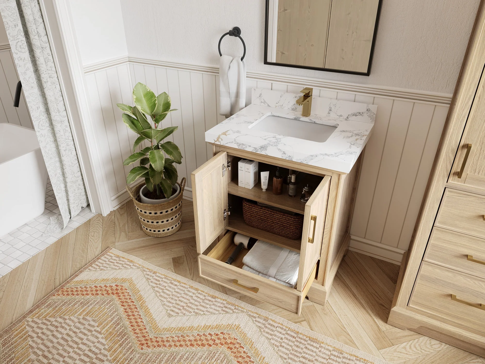 Charlotte White Oak 30 in. W x 22 in. D Single Sink Bathroom Vanity - Image 3