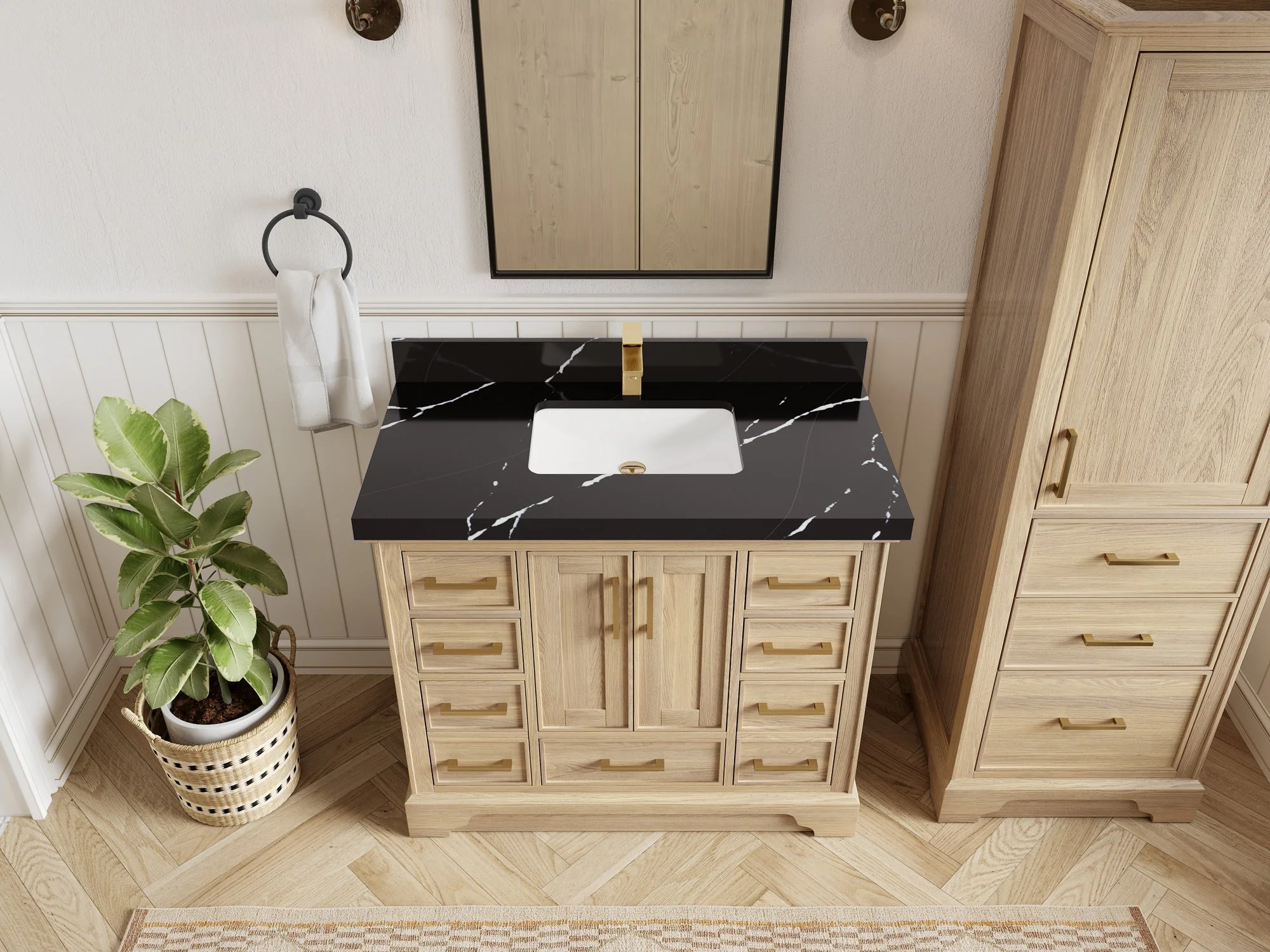 Charlotte White Oak 42 in. W x 22 in. D Single Sink Bathroom Vanity - Image 14