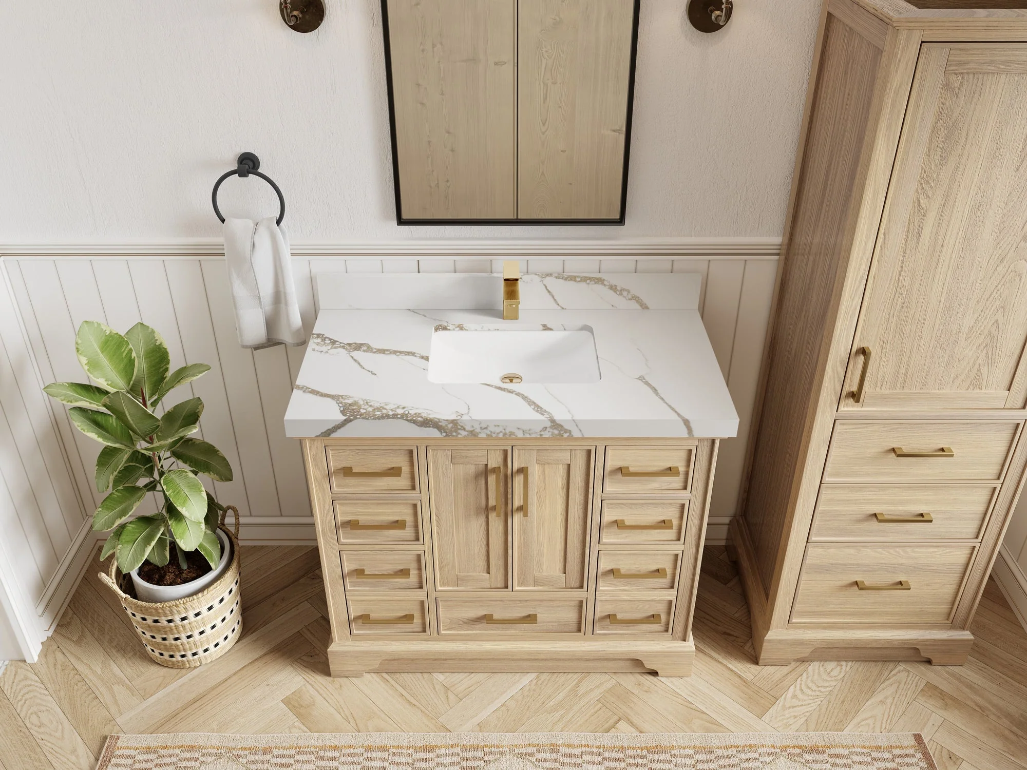 Charlotte White Oak 42 in. W x 22 in. D Single Sink Bathroom Vanity - Image 16