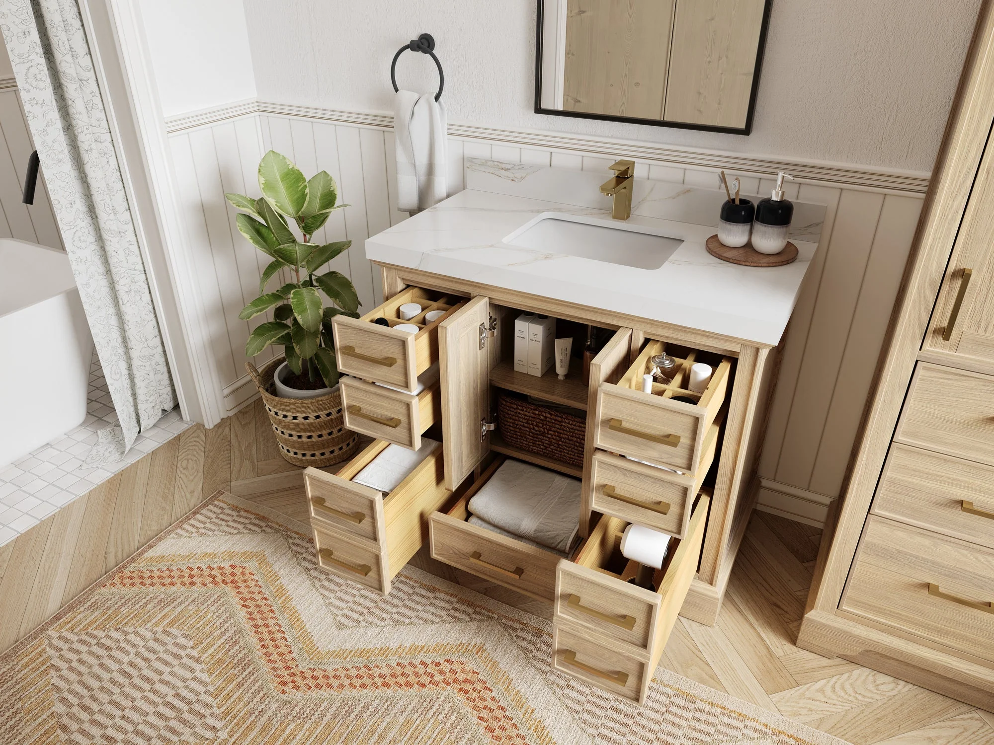 Charlotte White Oak 42 in. W x 22 in. D Single Sink Bathroom Vanity - Image 3