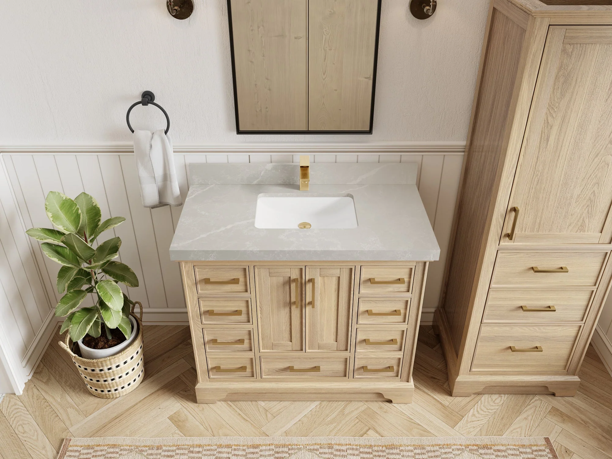 Charlotte White Oak 42 in. W x 22 in. D Single Sink Bathroom Vanity - Image 36