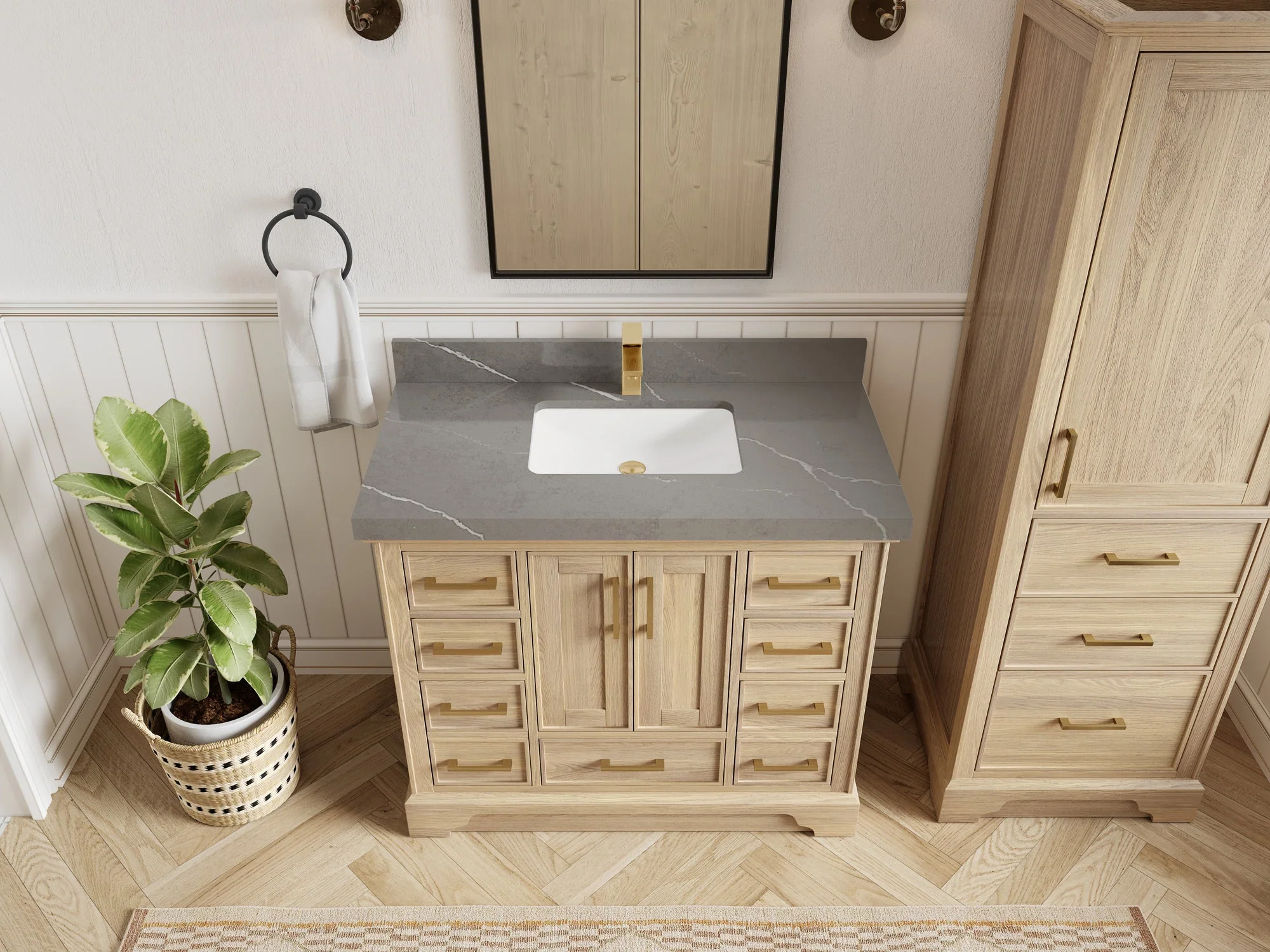Charlotte White Oak 42 in. W x 22 in. D Single Sink Bathroom Vanity - Image 38