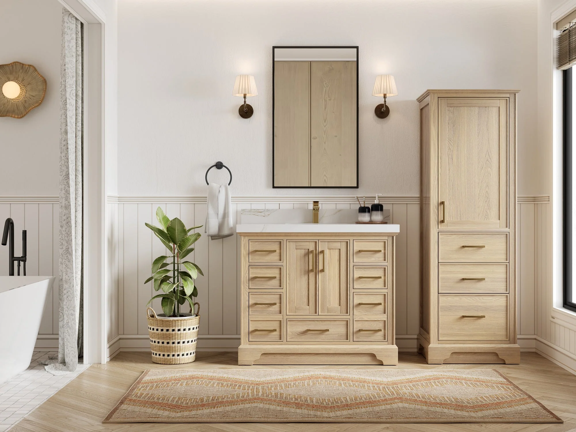 Charlotte White Oak 42 in. W x 22 in. D Single Sink Bathroom Vanity - Image 4