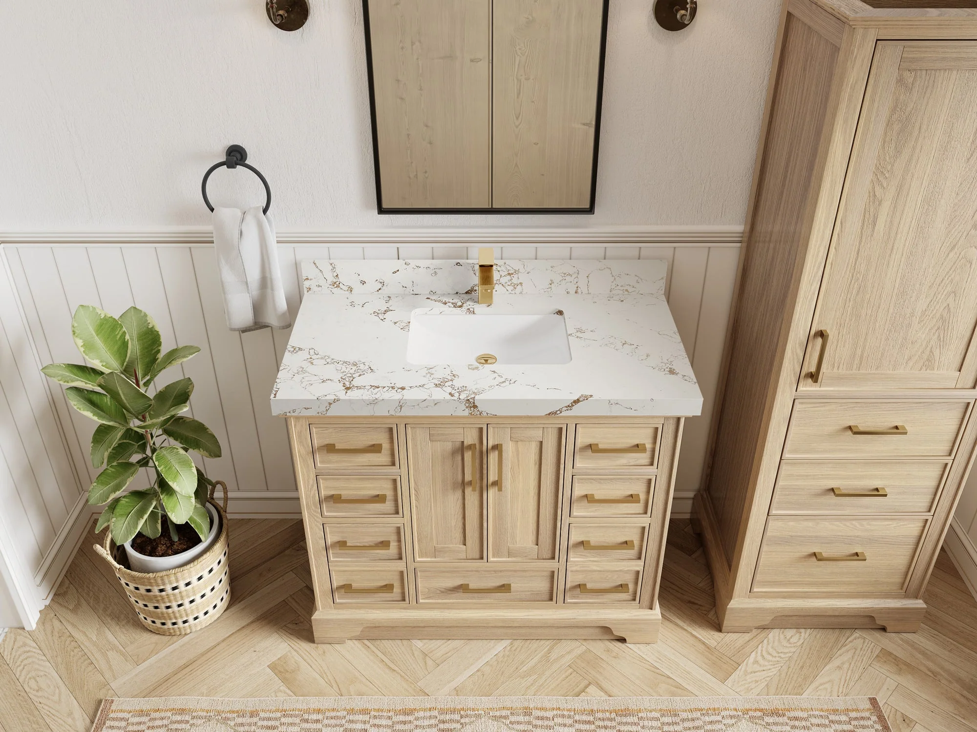 Charlotte White Oak 42 in. W x 22 in. D Single Sink Bathroom Vanity - Image 42
