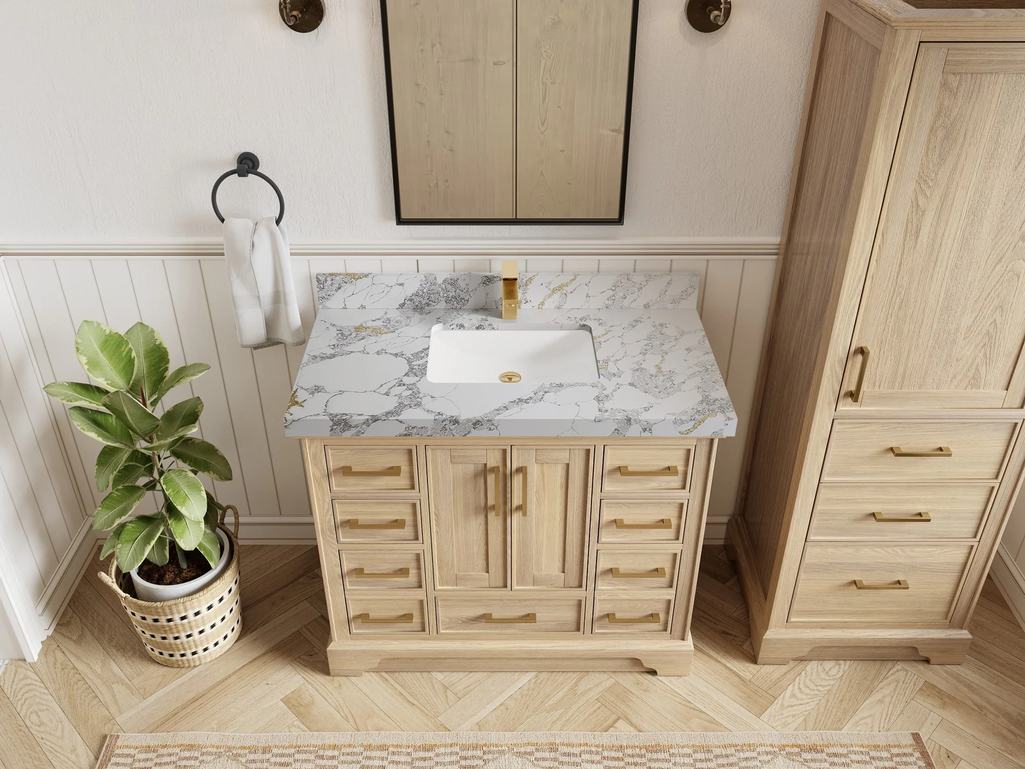 Charlotte White Oak 42 in. W x 22 in. D Single Sink Bathroom Vanity - Image 50